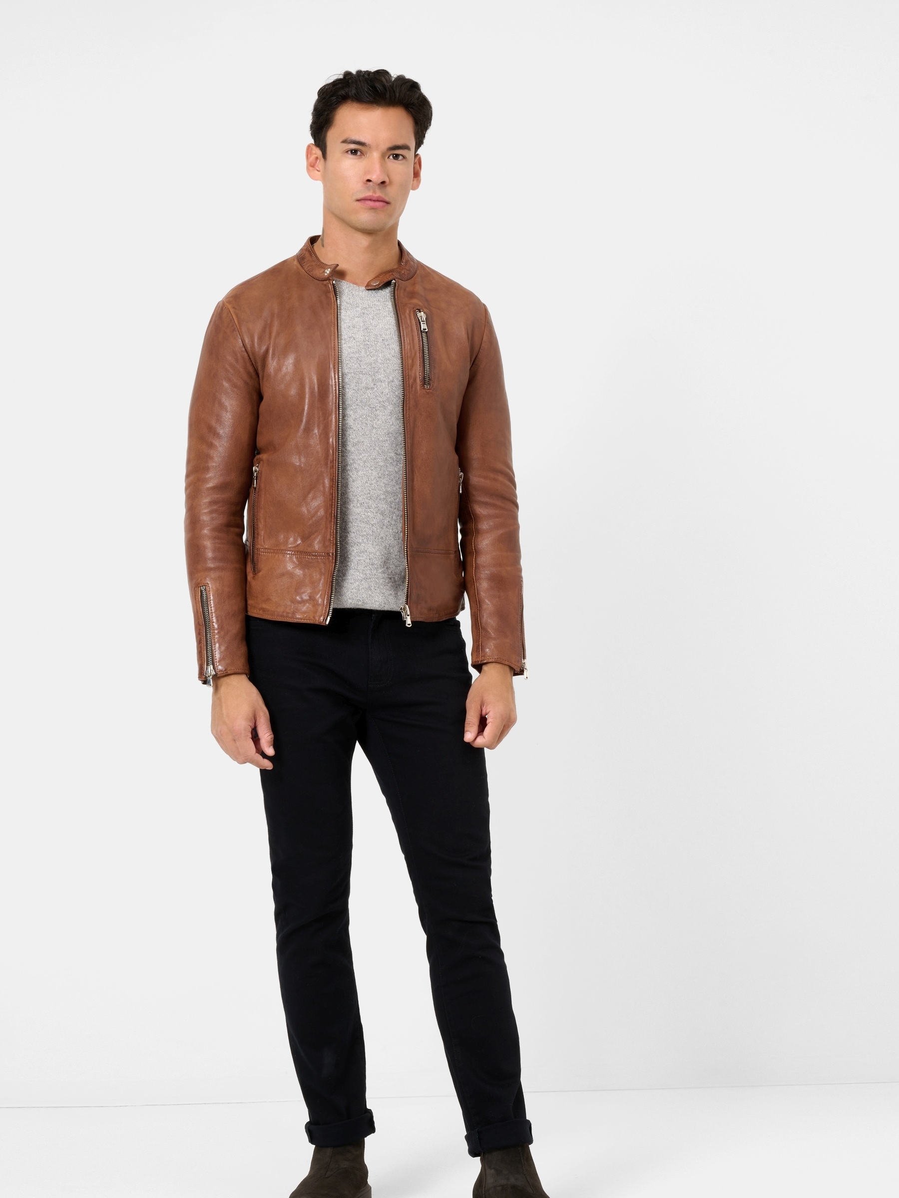 RICANO Bikerjacke »Lederjacke Carlo« Handgefertigt aus echtem Leder