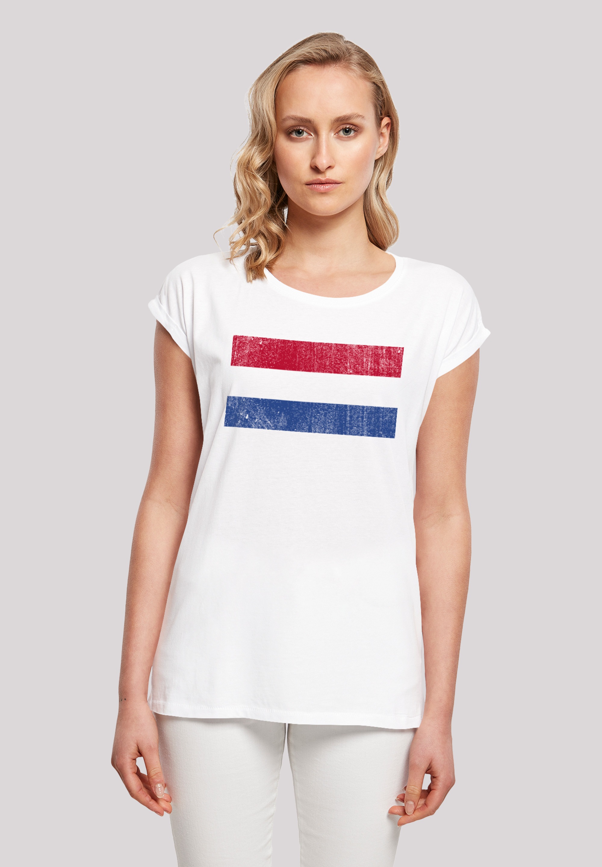 F4NT4STIC T-Shirt "Netherlands NIederlande Holland Flagge distressed", Print