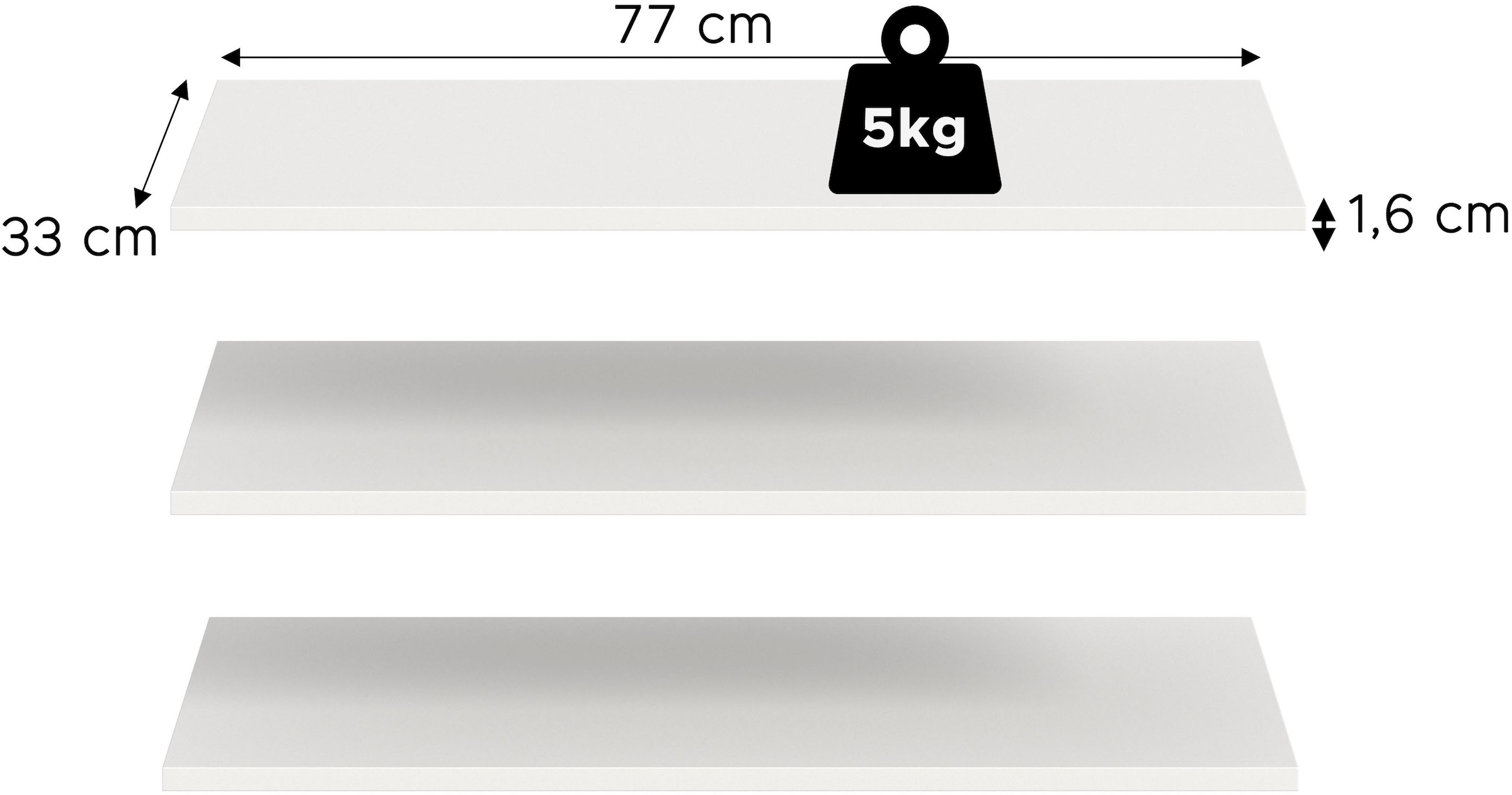 Home affaire Einlegeboden "3er Set, Breite 77cm" 3 Stk. tlg. in verschiedenen Farben erhältlich, Fachböden, Böden, E-Böden,Bodenset