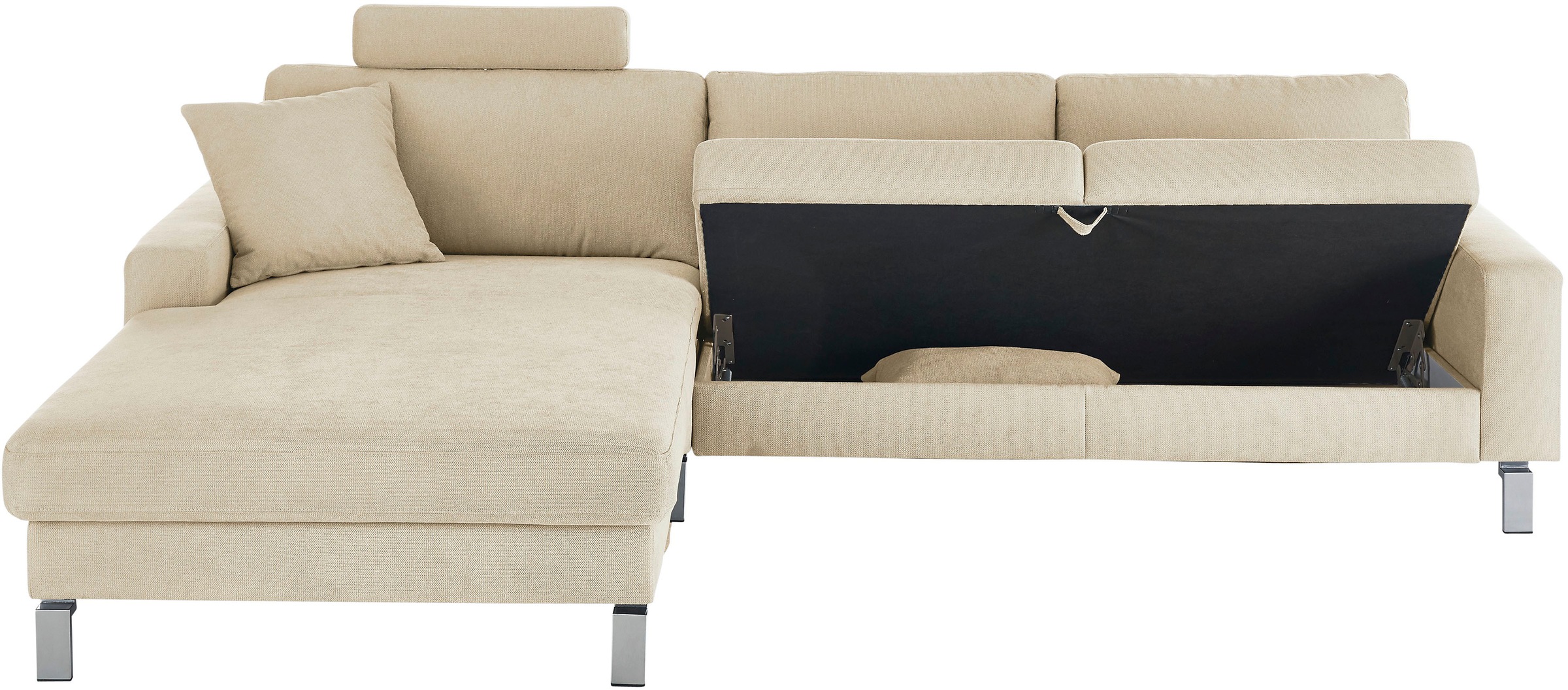 3C Candy Ecksofa »Lecce, wahlweise PUR-Schaumstoff oder Tonnentaschenfederkern«, Bett im 2,5-Sitzer, teilmotorische Schlaffunktion im Longchair, L-Form