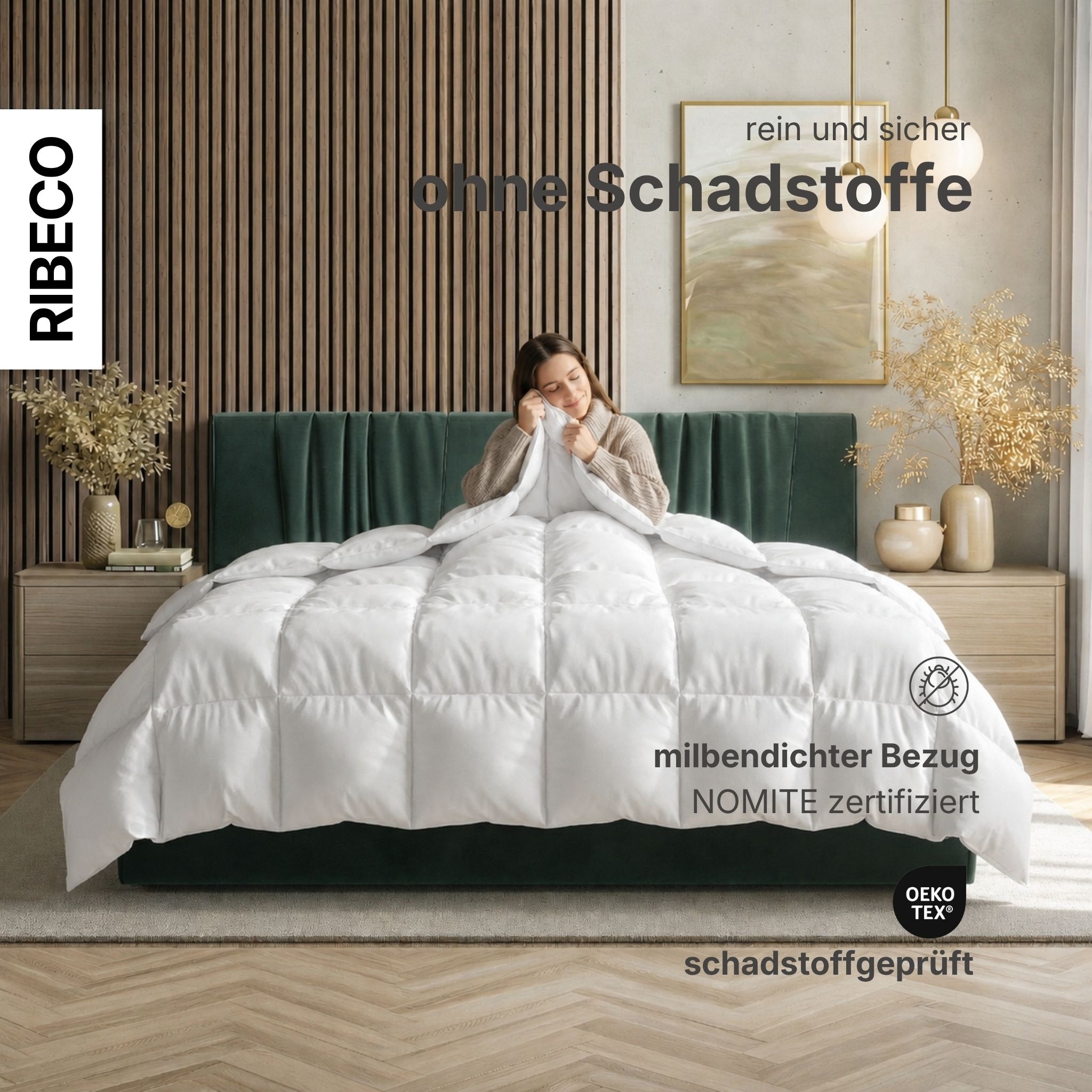 RIBECO 1100000002199 »Laram, Bettdecken für Sommer oder Winter, Made in Germany« leicht Füllung 90 % Federn, 10 % Daunen 1 Stk. tlg. Super Preis-Leistung, Bettdecke 135x200 cm oder 155x220 cm, Decke