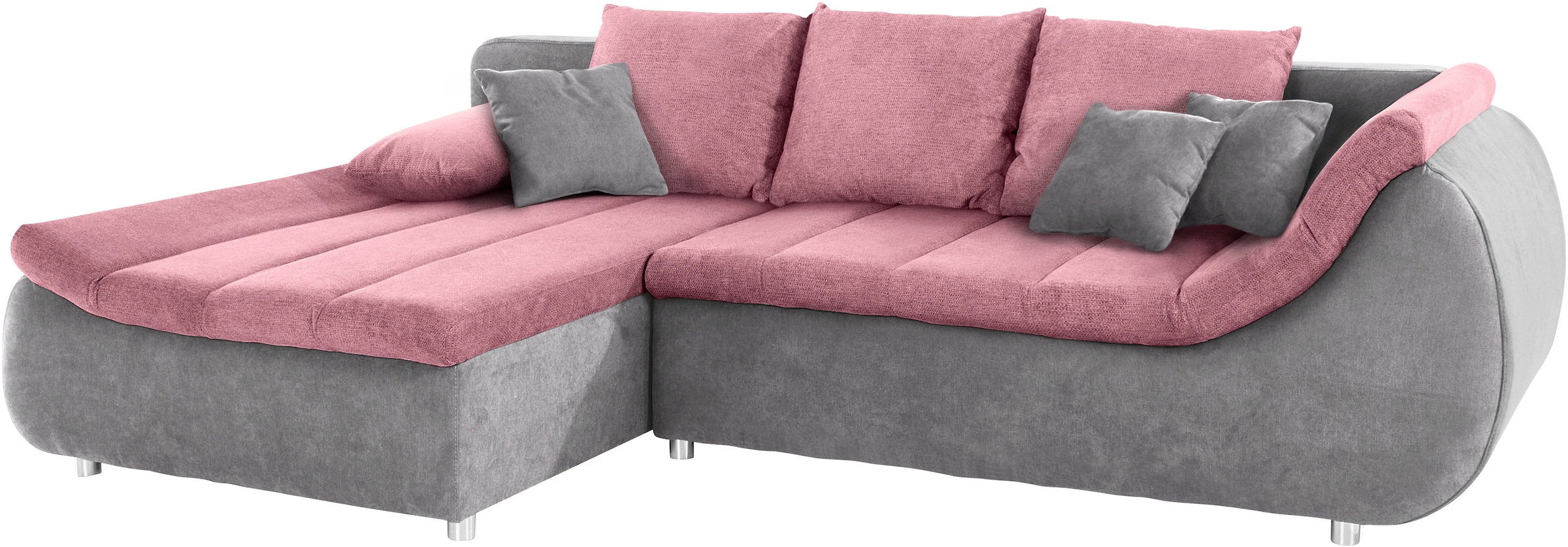 INOSIGN Ecksofa »Imola, elegant und modern, aktuelle Steppung im Sitz, bequem, L-Form«, frei im Raum stellbar, wahlweise mit Bettfunktion und Bettkasten