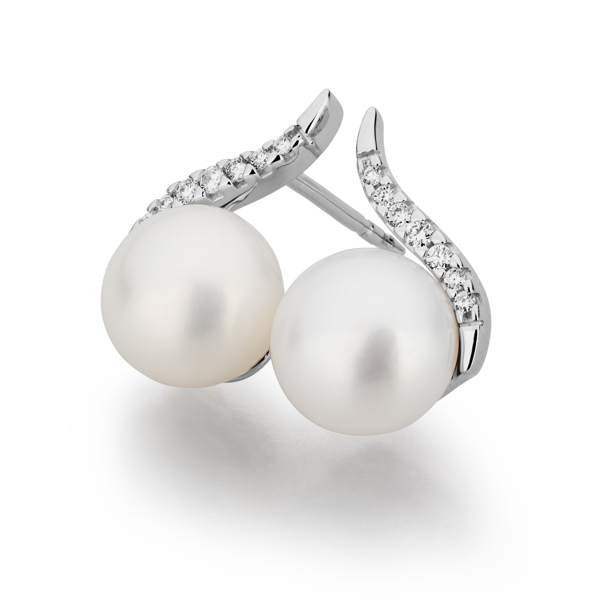 Orolino Paar Ohrstecker »Gold 585 mit 2 weißen Perlen und 14x Brillant zus. 0,08ct.«