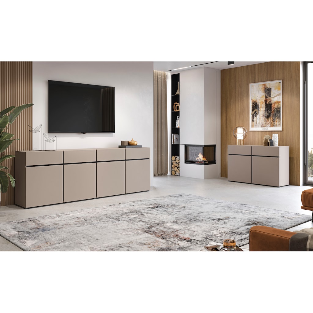 INOSIGN Sideboard »Cross,Breite 225 cm, moderne grifflose Kommode,4 Türen/4 Schubkästen«