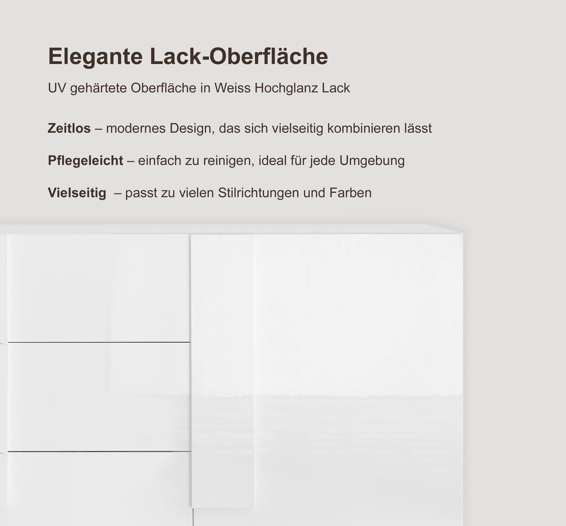 INOSIGN Sideboard »Jupiter, Breite 181 cm, Kommode mit 3 Türen Softclosing«, viel Stauraum, moderne Griffblenden, FSC®