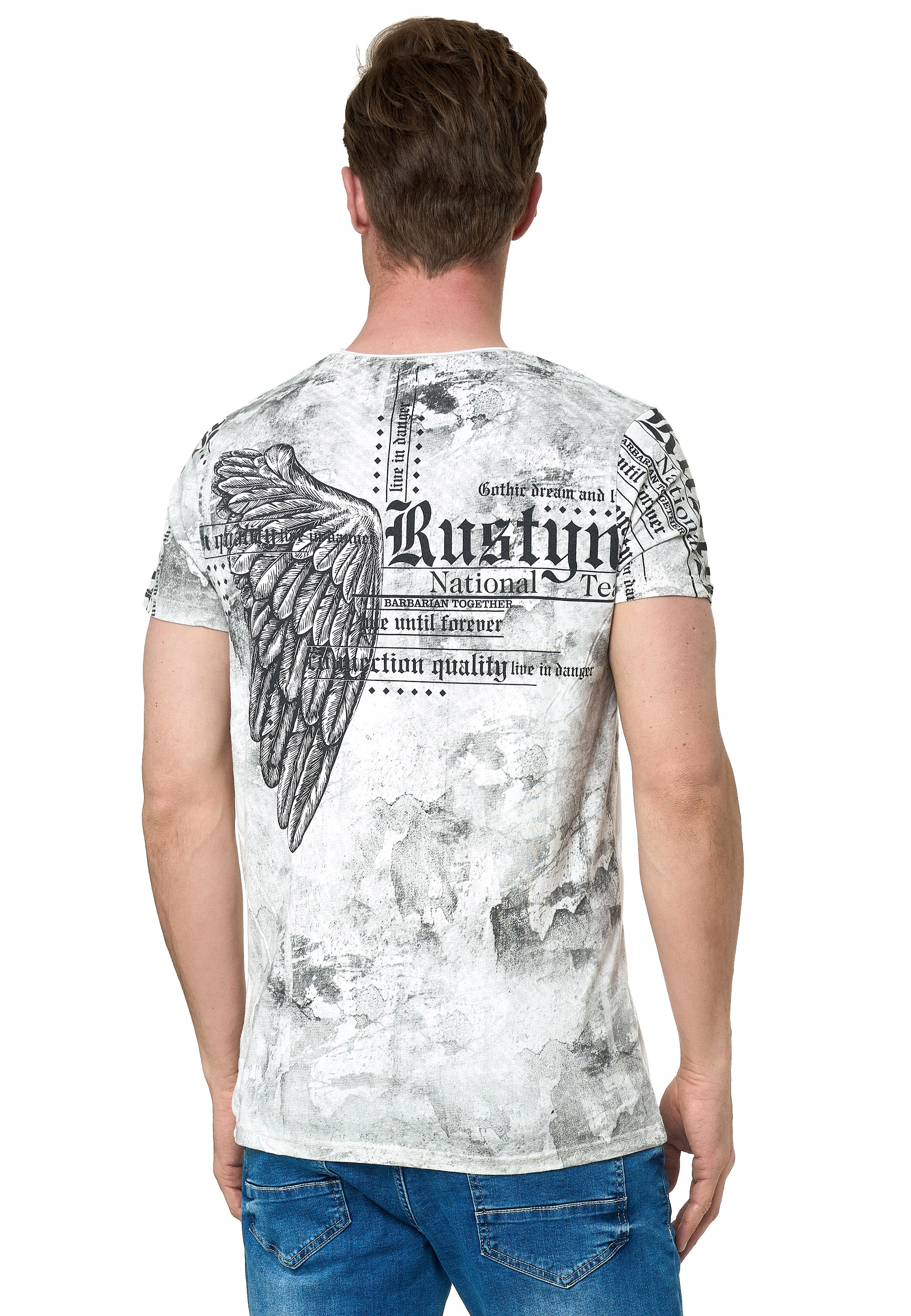 Rusty Neal T-Shirt, mit coolem Allover-Print