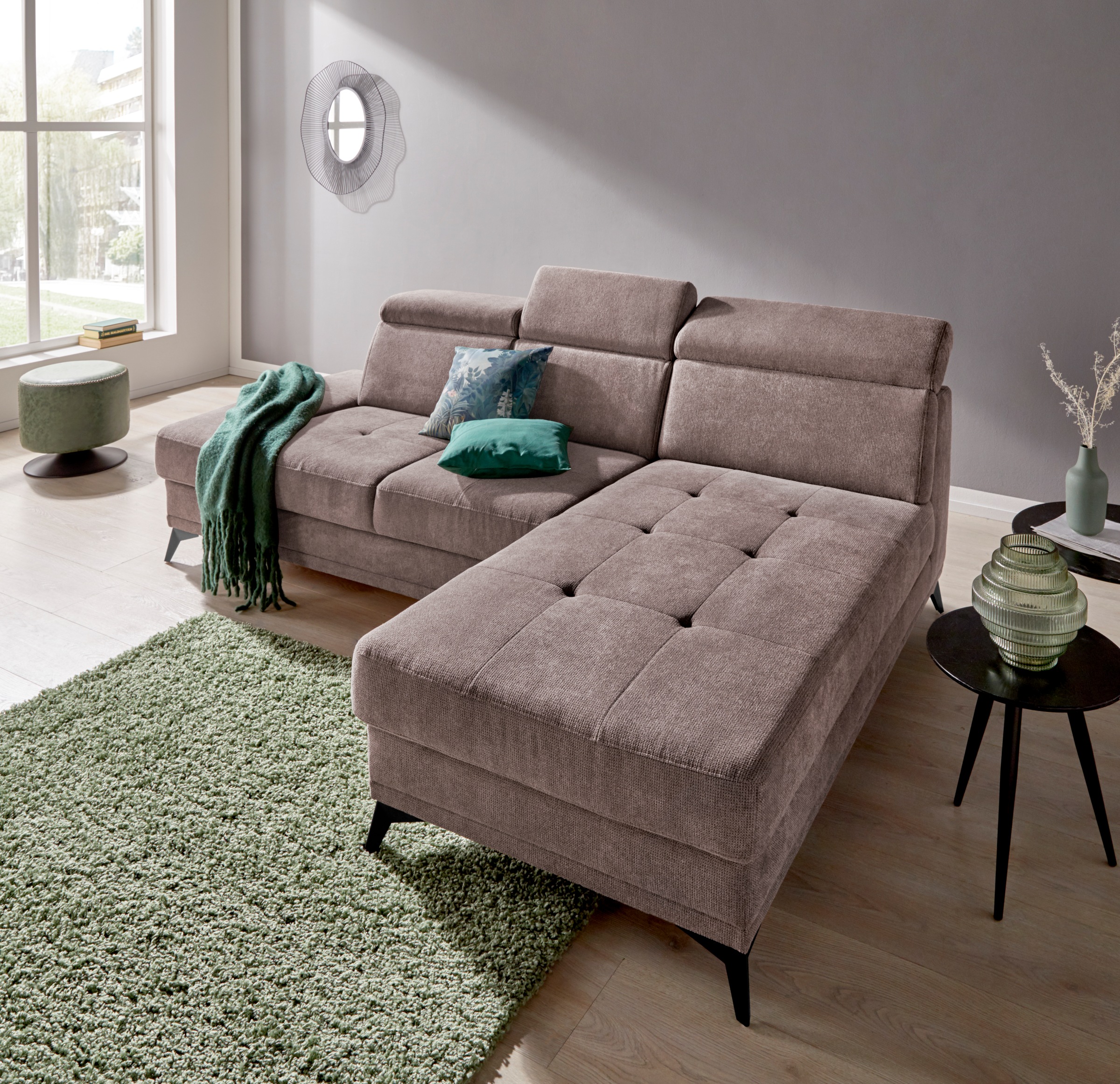 Home affaire Ecksofa "Cardiz L-Form" inkl.Kopfteilverstellung und Federkern günstig online kaufen