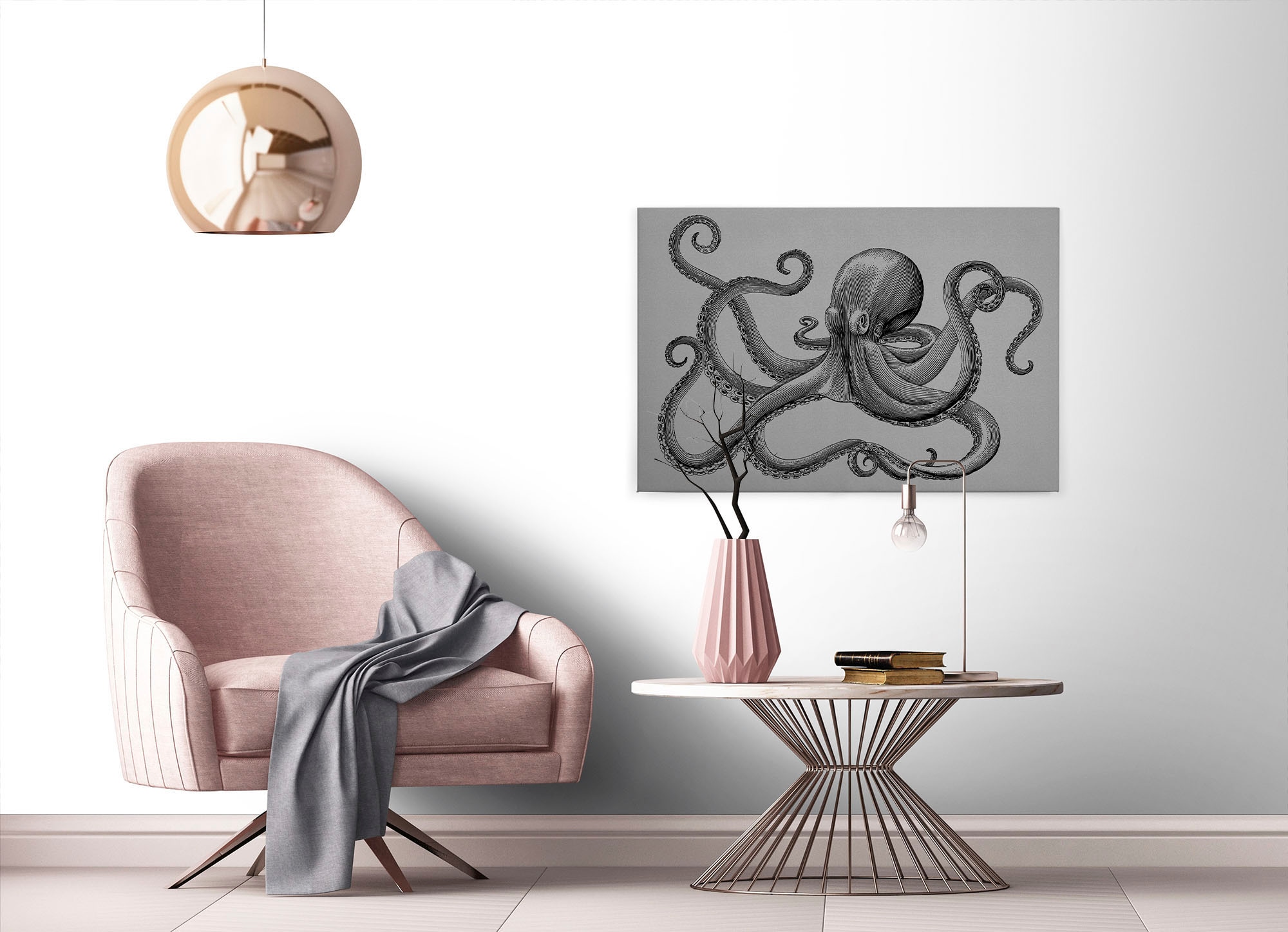 A.S. Création Leinwandbild »jules«, Kunst-Tiere-Kinder, (1 St.), Keilrahmen Bild Octopus Krake Leinwand-Bild Wohnzimmer modern Wandbild