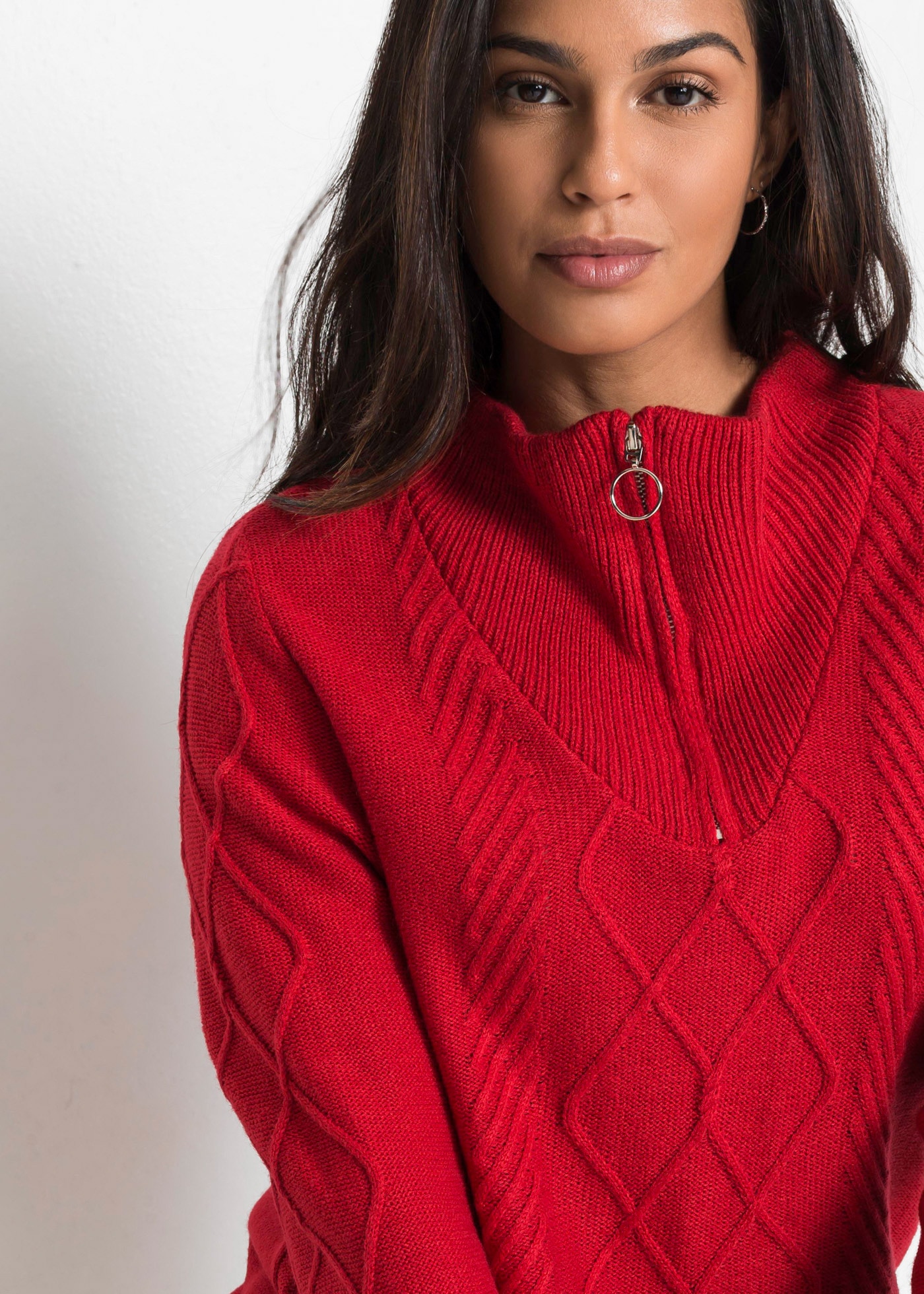 bonprix Troyer aus Polyacryl, mit Reißverschluss, überschnittene Schulter