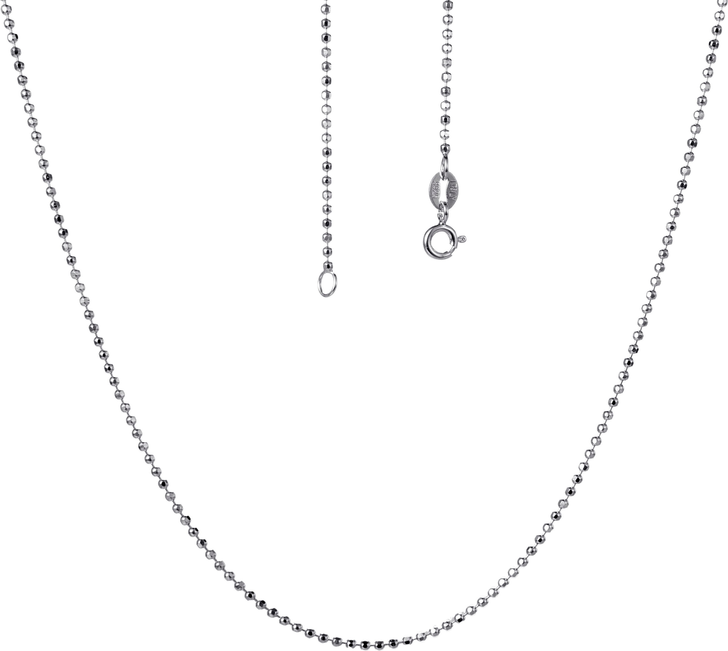 FIRETTI Damen Silberkette "Schmuck Geschenk Silber 925 Armband Kette Fußkette Bauchkette Kugeln", 45, Silber 925 (Sterlingsilber), B: 1,5mm, silber,