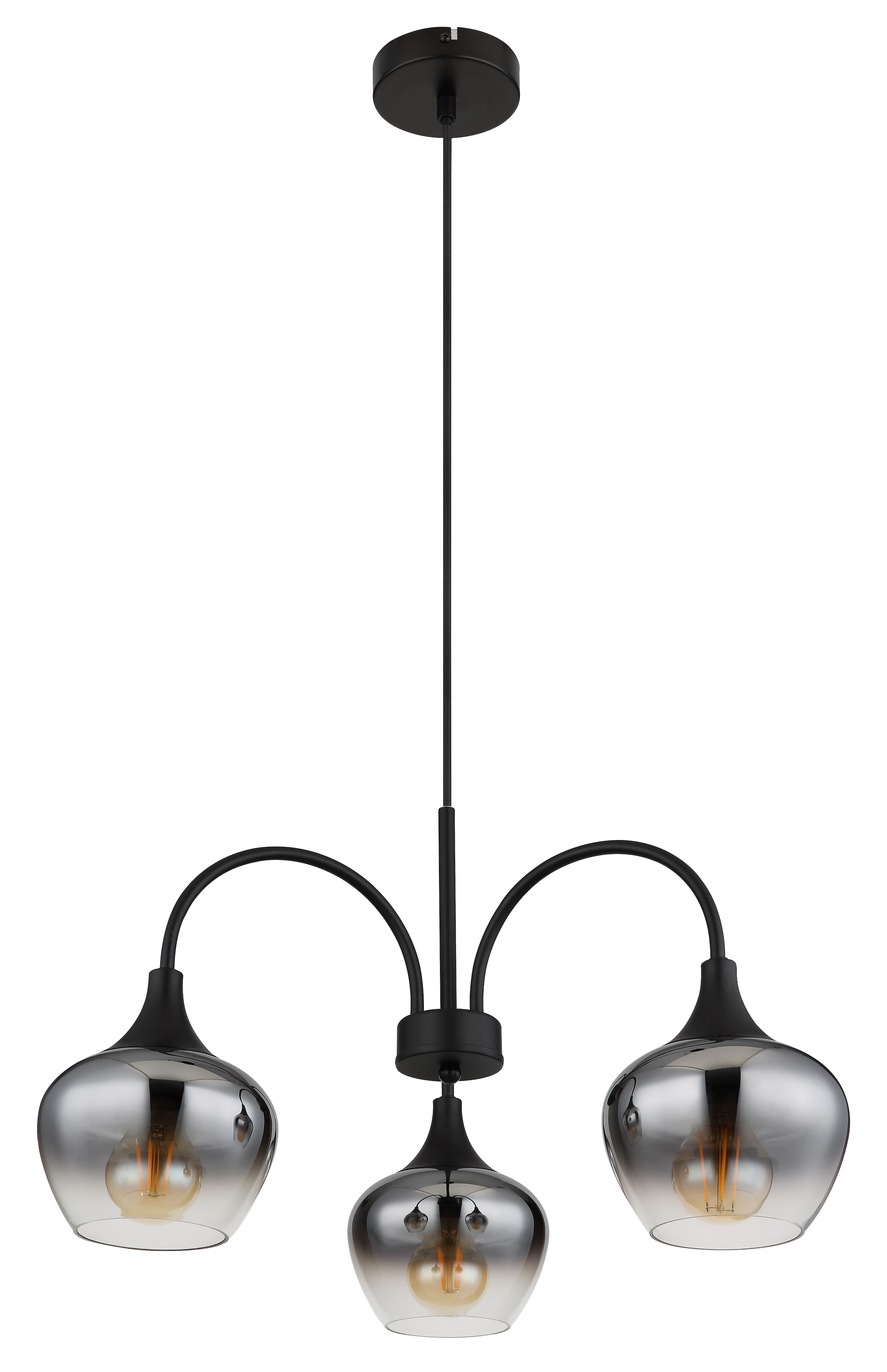 GLOBO LIGHTING Hängeleuchte »MAXY«, Leuchtmittel E27 | ohne Leuchtmittel, Hängelampe/Pendelleuchte/Glas rauchfarben/Höhe kürzbar/Esstisch