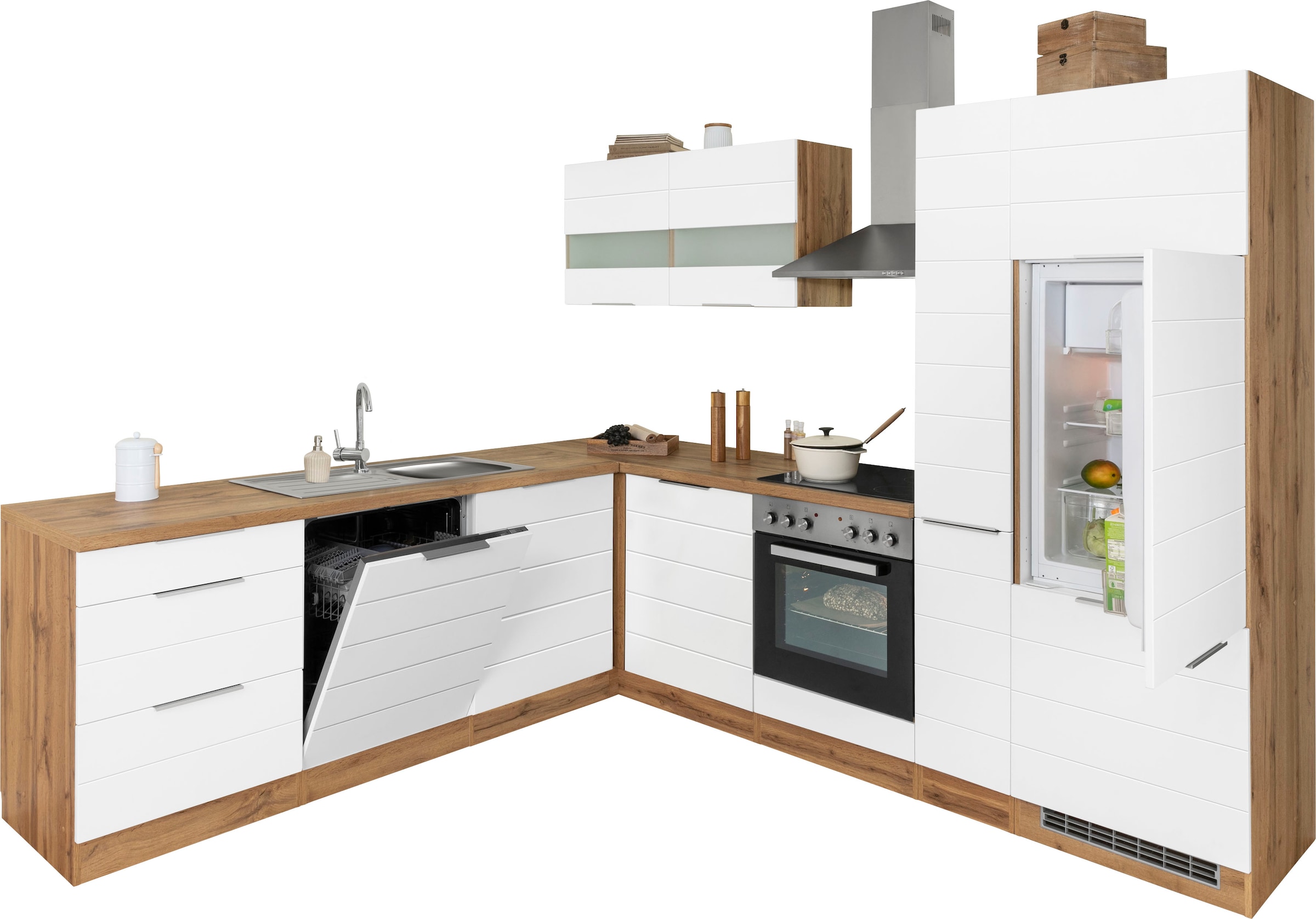 KOCHSTATION Winkelküche »KS-Luhe«, Stellbreite 240x270 cm, wahlweise mit oder ohne E-Geräten, MDF-Fronten