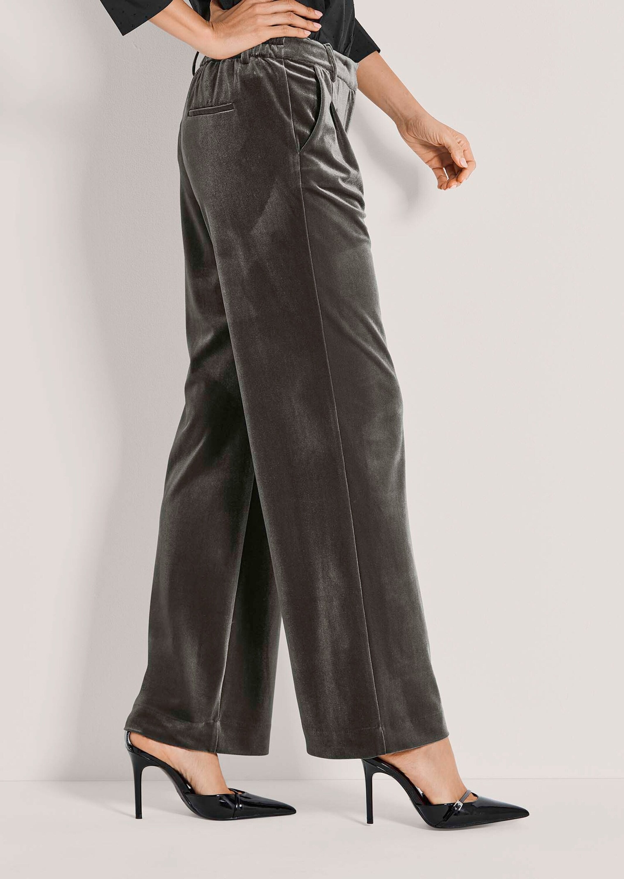 MADELEINE Stoffhose »Samthose Weite Stoffhose aus Samt, Mid Waist«