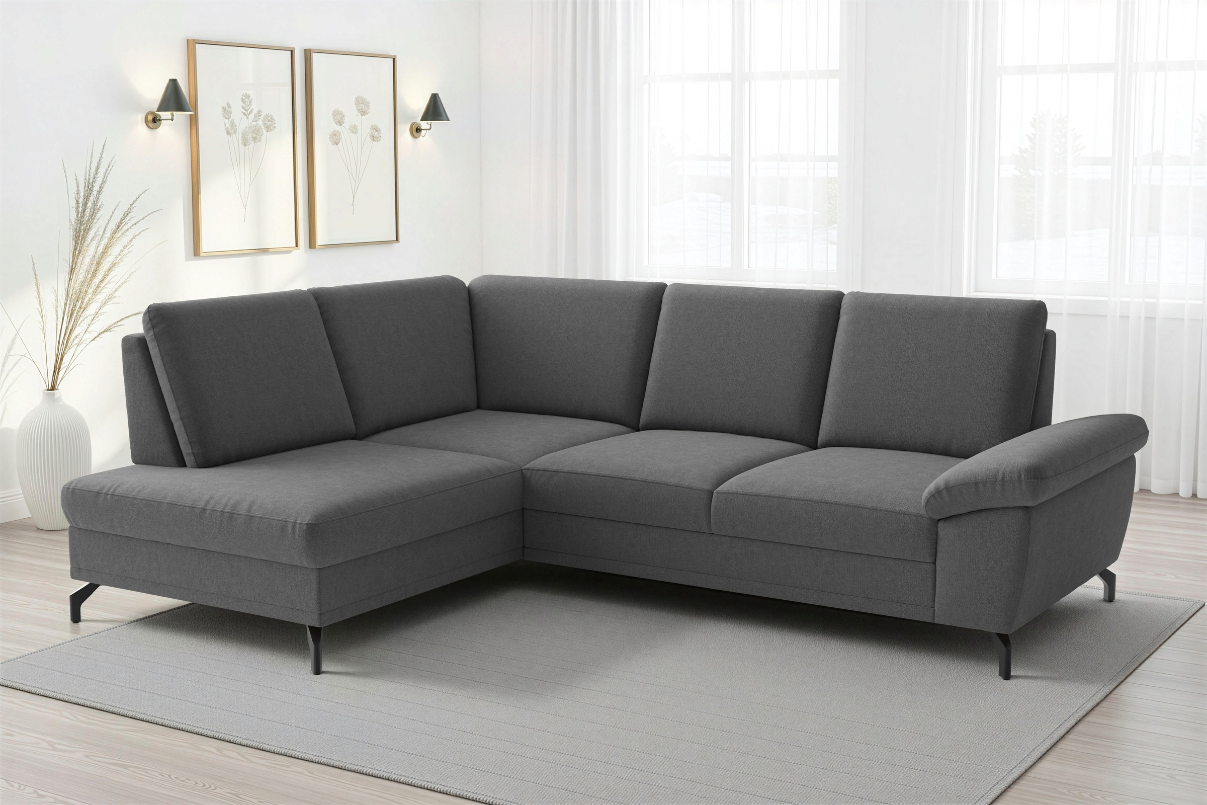sit&more Ecksofa "Chelsea L-Form, B: 249 cm, Armteil- & Sitztiefenverstellung" optional Schlaffunktion und Bettkasten