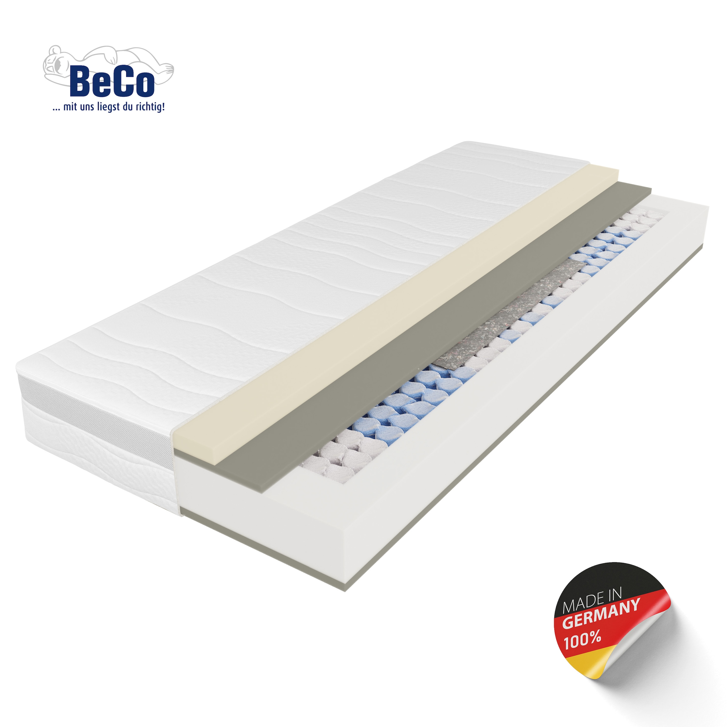 Beco Taschenfederkernmatratze "Feel Like Latex ONE TFK - GOLD, Matratze 90x günstig online kaufen