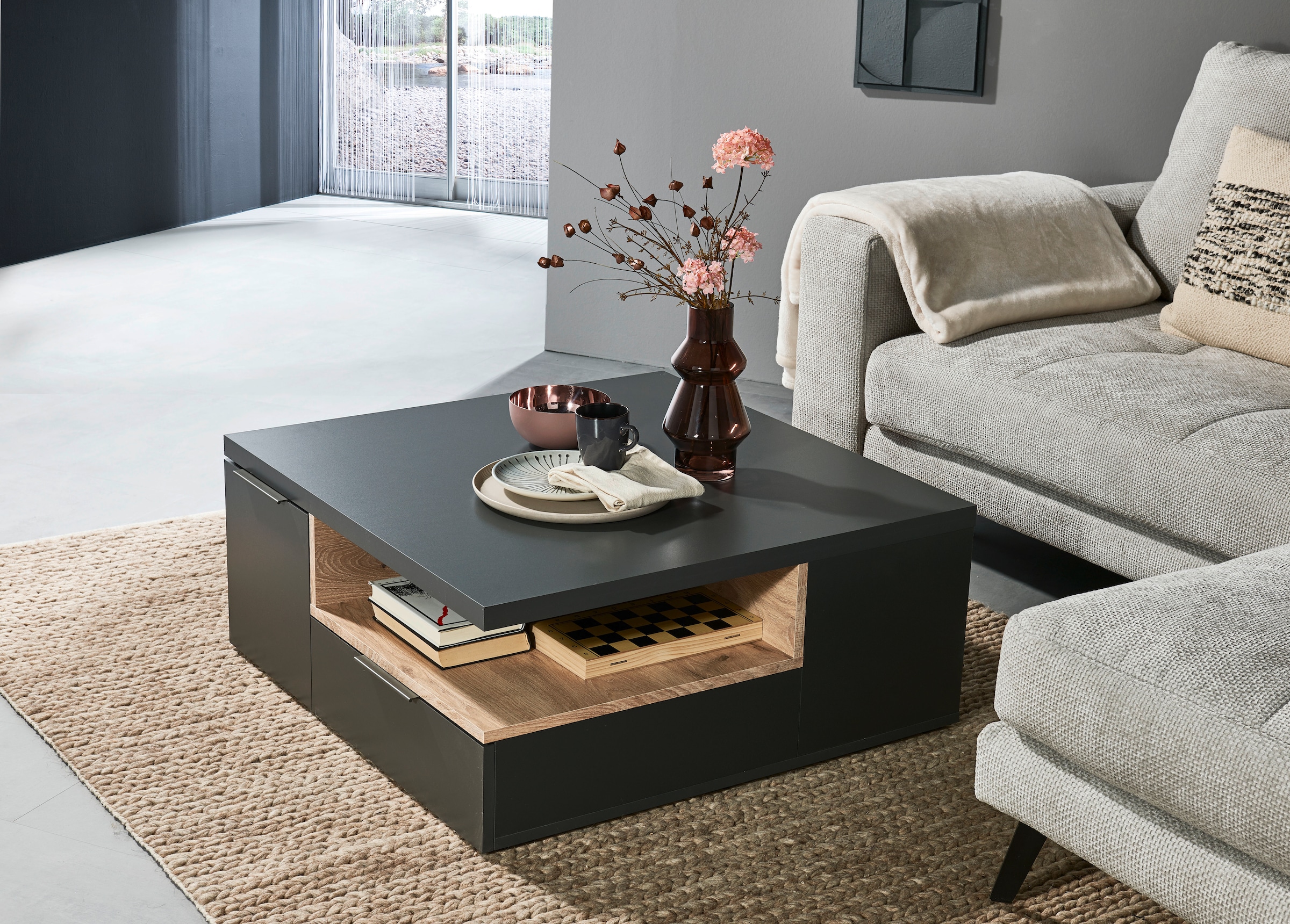HBZ Couchtisch »Enna, TOPSELLER!«, (), 80x80 cm, Wohnzimmertisch mit Schubkästen, melaminbeschichtet