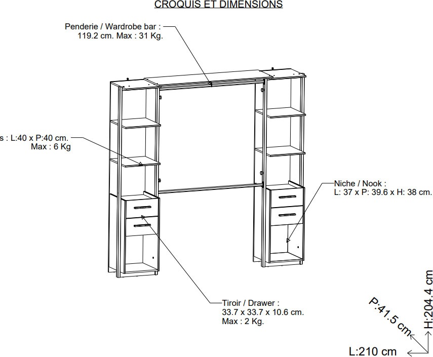 Demeyere GROUP Kleiderschrank »MOON Schrank Organizer«, Schrank organizer mit Aufbewahrungsflächen
