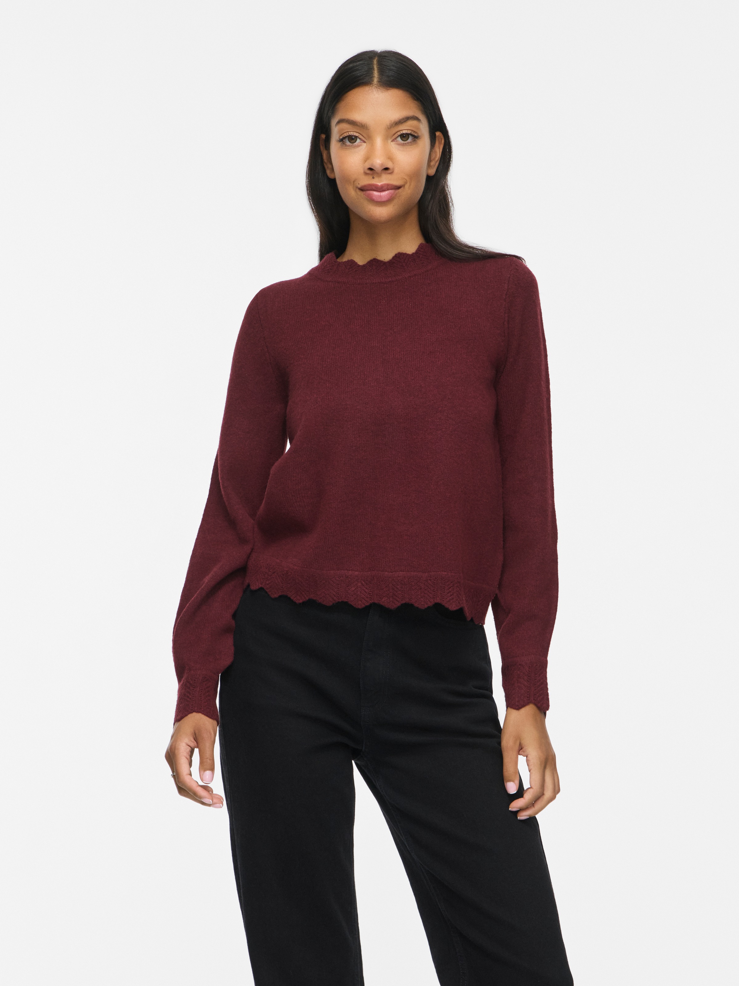 Vila Strickpullover "VINIKOLINA O-NECK L/S KNIT TOP - NOOS" Materialmix, regular fit