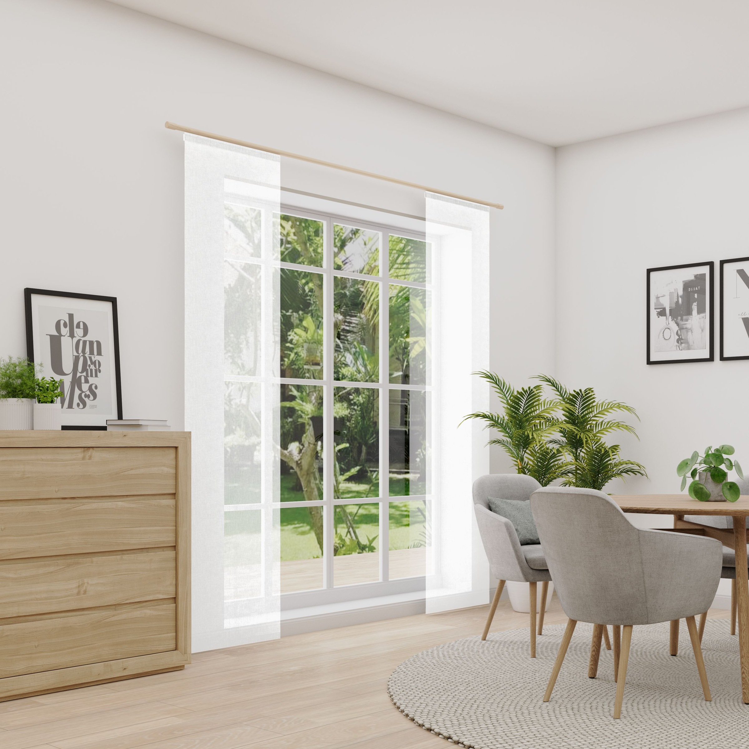 Schiebegardine NEUTEX FOR YOU, B:60cm H:245cmweiß, Polyester, Wohnzimmer, Gardinen, "LUCIA", Criss-cross Optik mit Effektgarn