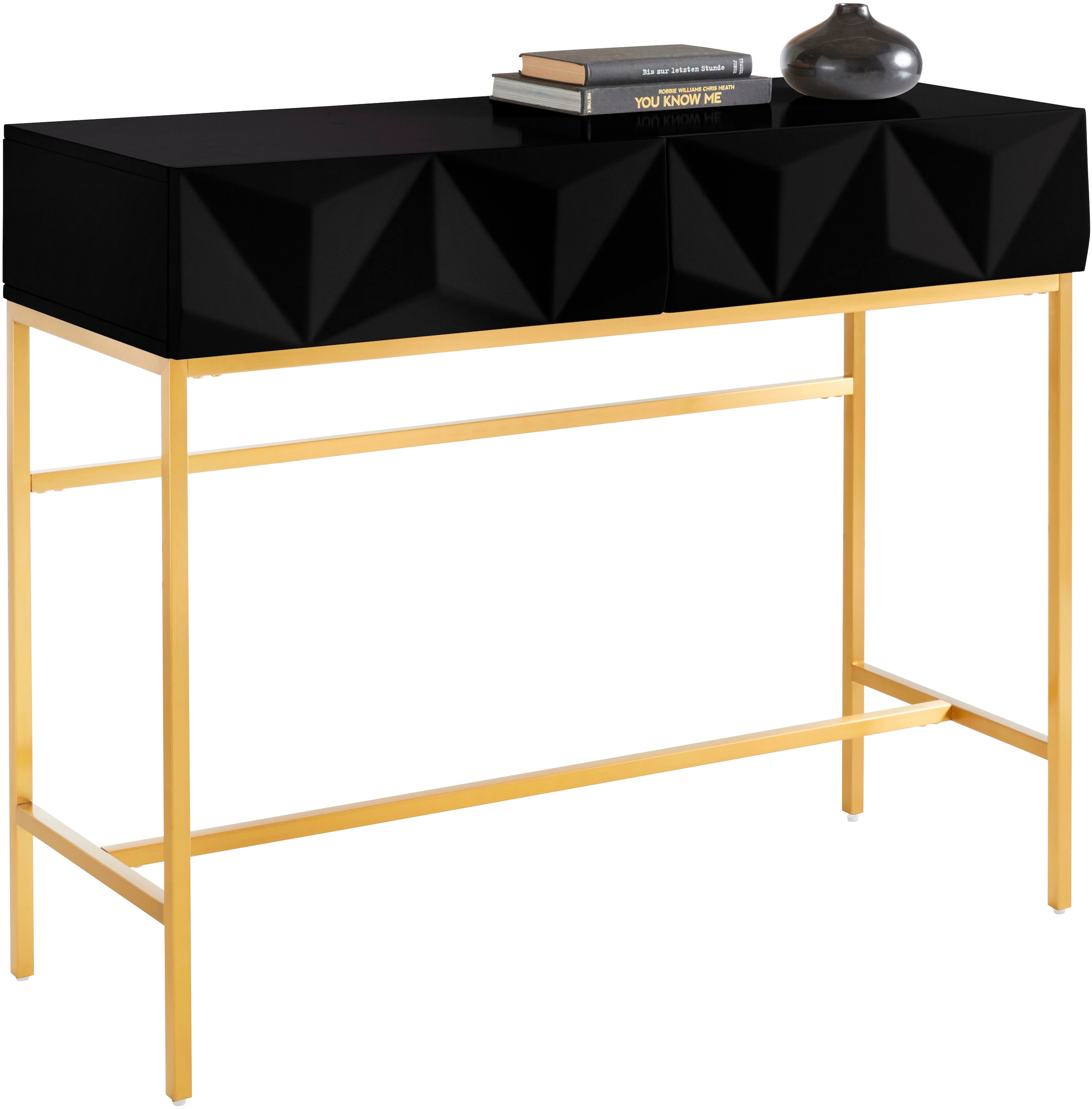 Leonique Sideboard "Minfi", in 3D-Optik, Konsolentisch mit goldfarbenem Met günstig online kaufen