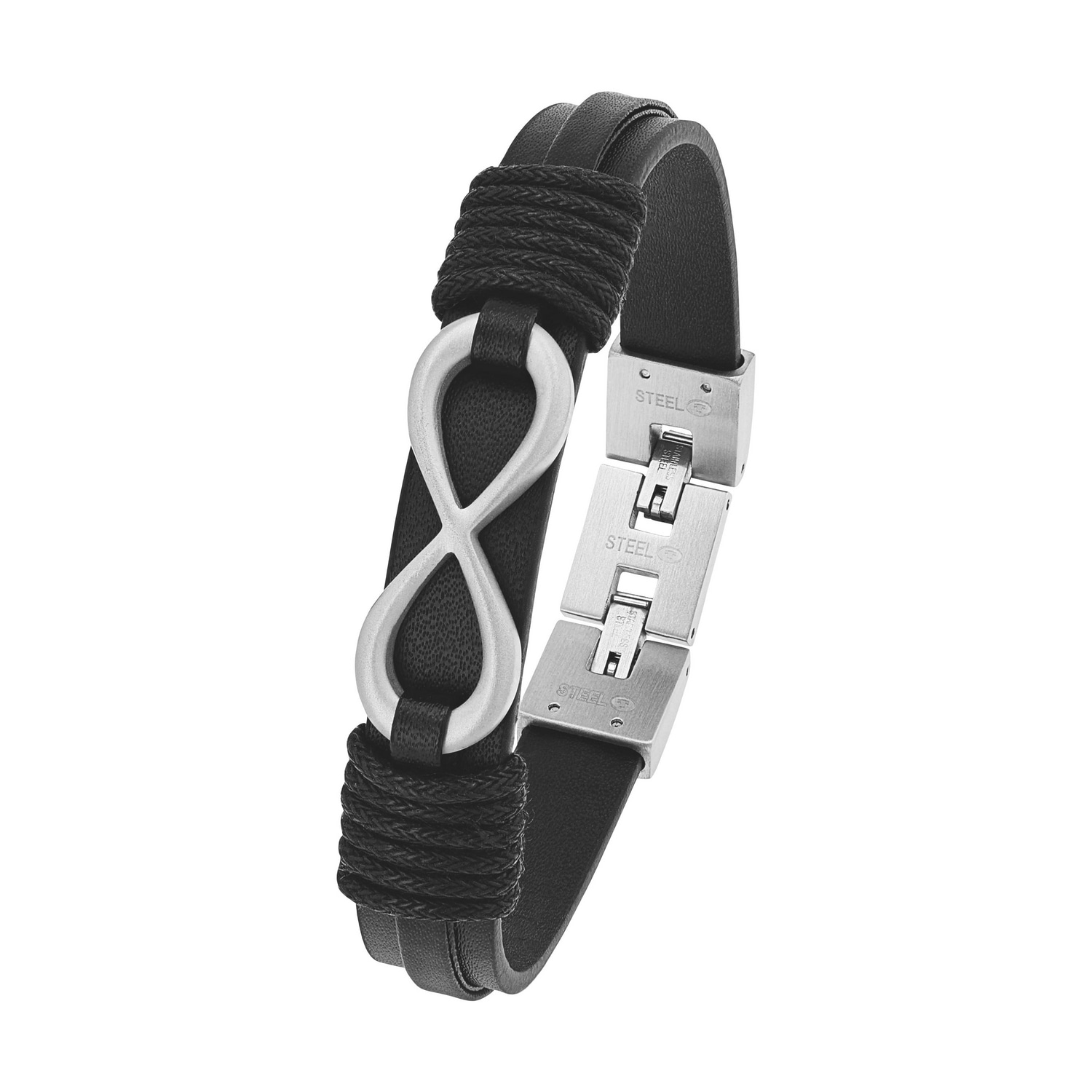 TOM TAILOR Lederarmband »Schmuck Edelstahl Leder Textil Infinity Unendlichkeitsschleife«