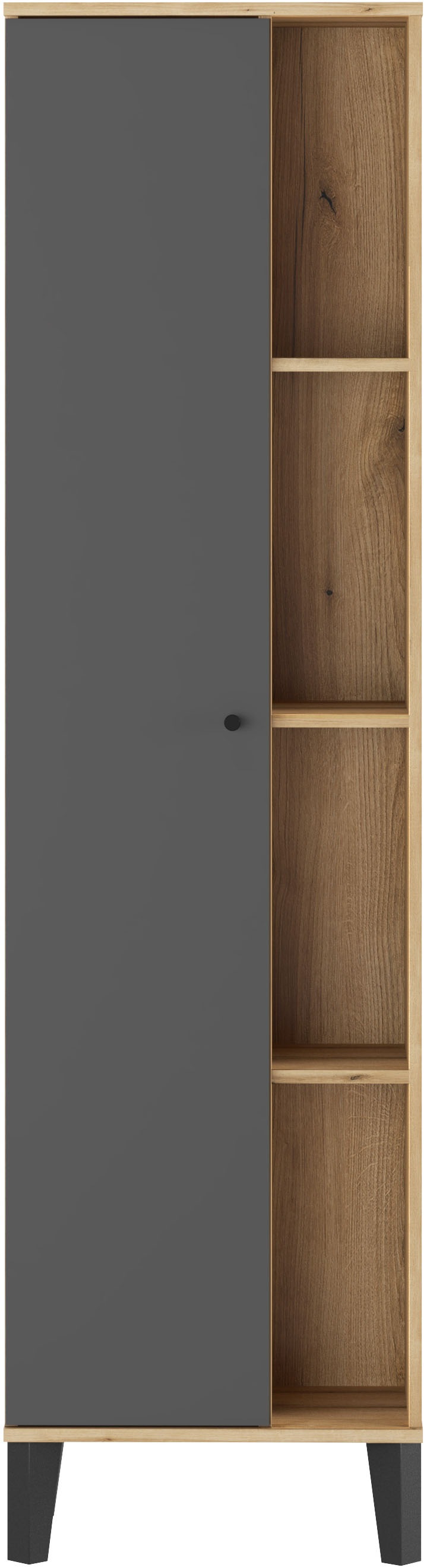 Thumbnail - Home affaire Stauraumschrank "Oslo, Badschrank mit Knopfgriff, Hochschrank im skandinavischen Design" in der Türfarbe We...