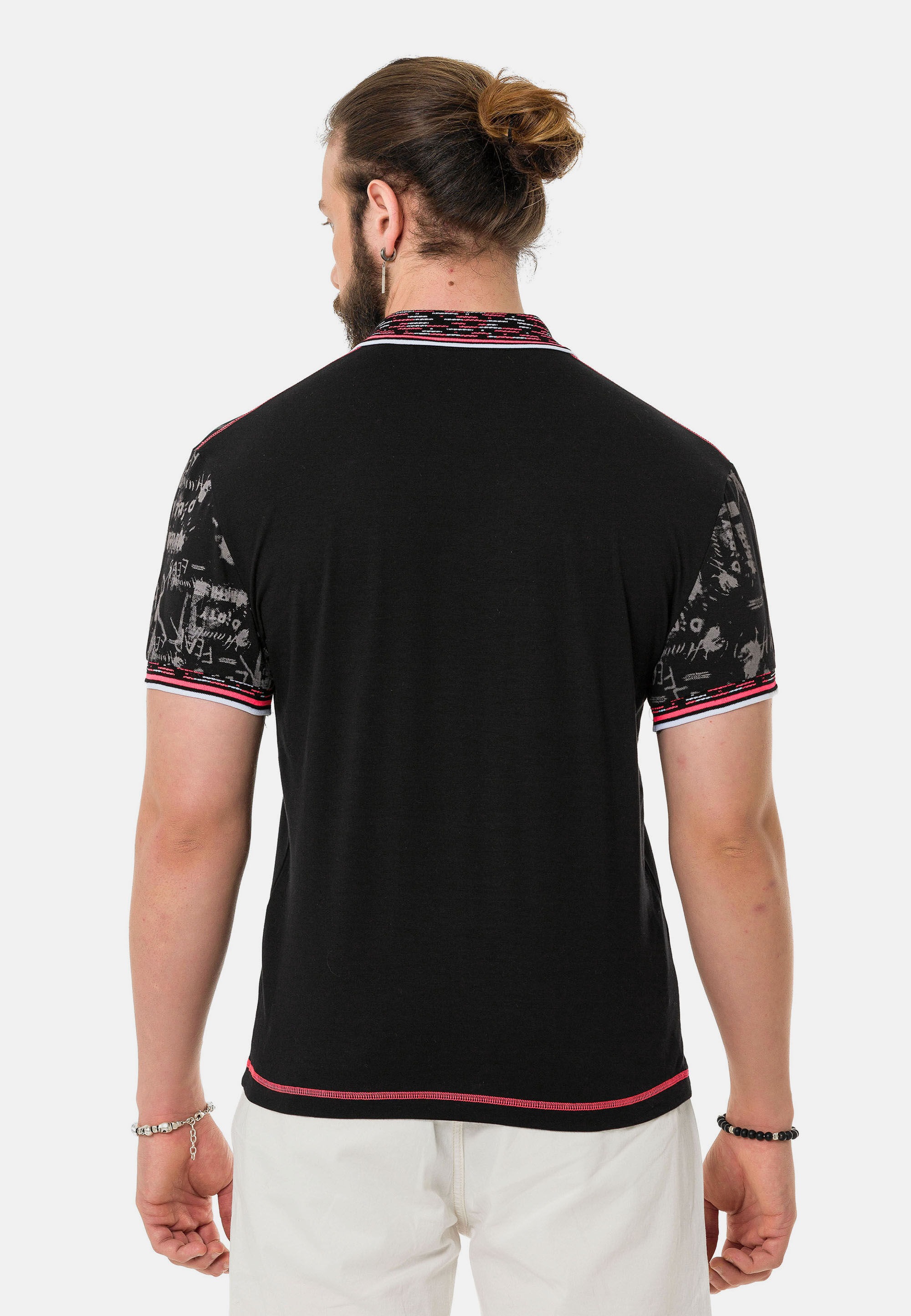 Cipo & Baxx T-Shirt "Poloshirt" mit stylischem Print günstig online kaufen