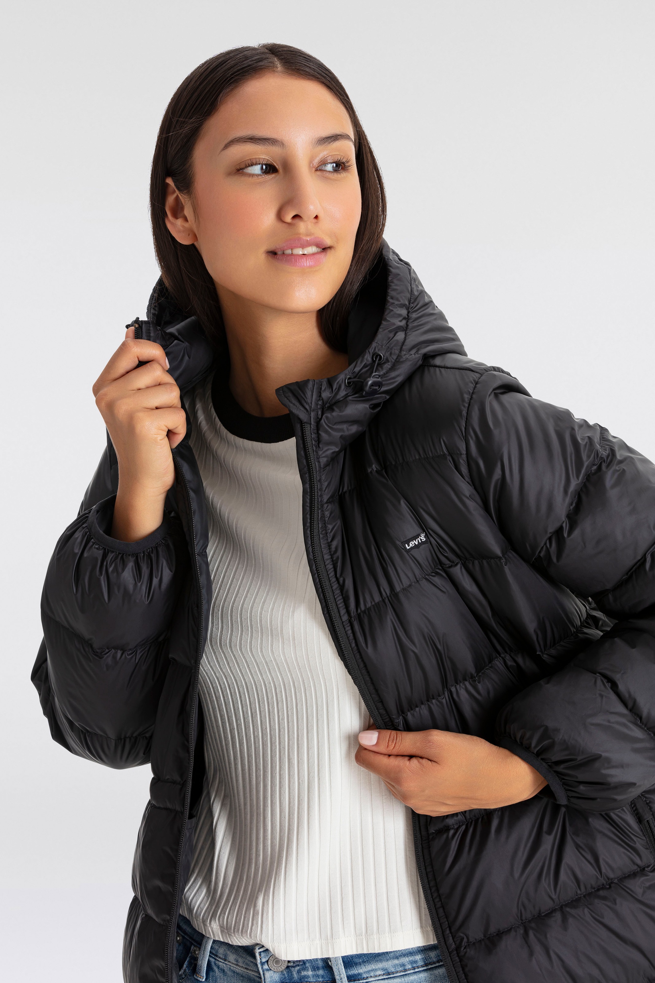 Thumbnail - Levis Steppjacke "POLLY MIDI PUFFER" mit Kapuze Winterjacke mit praktischen Taschen