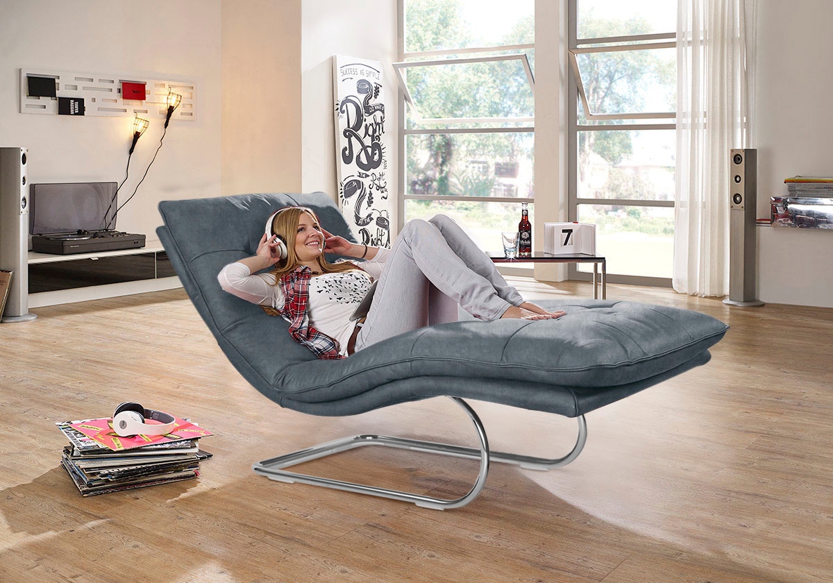 W.SCHILLIG Relaxliege "daily dreams" in Waffelkissen-Optik, wahlweise mit Motor, Freischwingergestell
