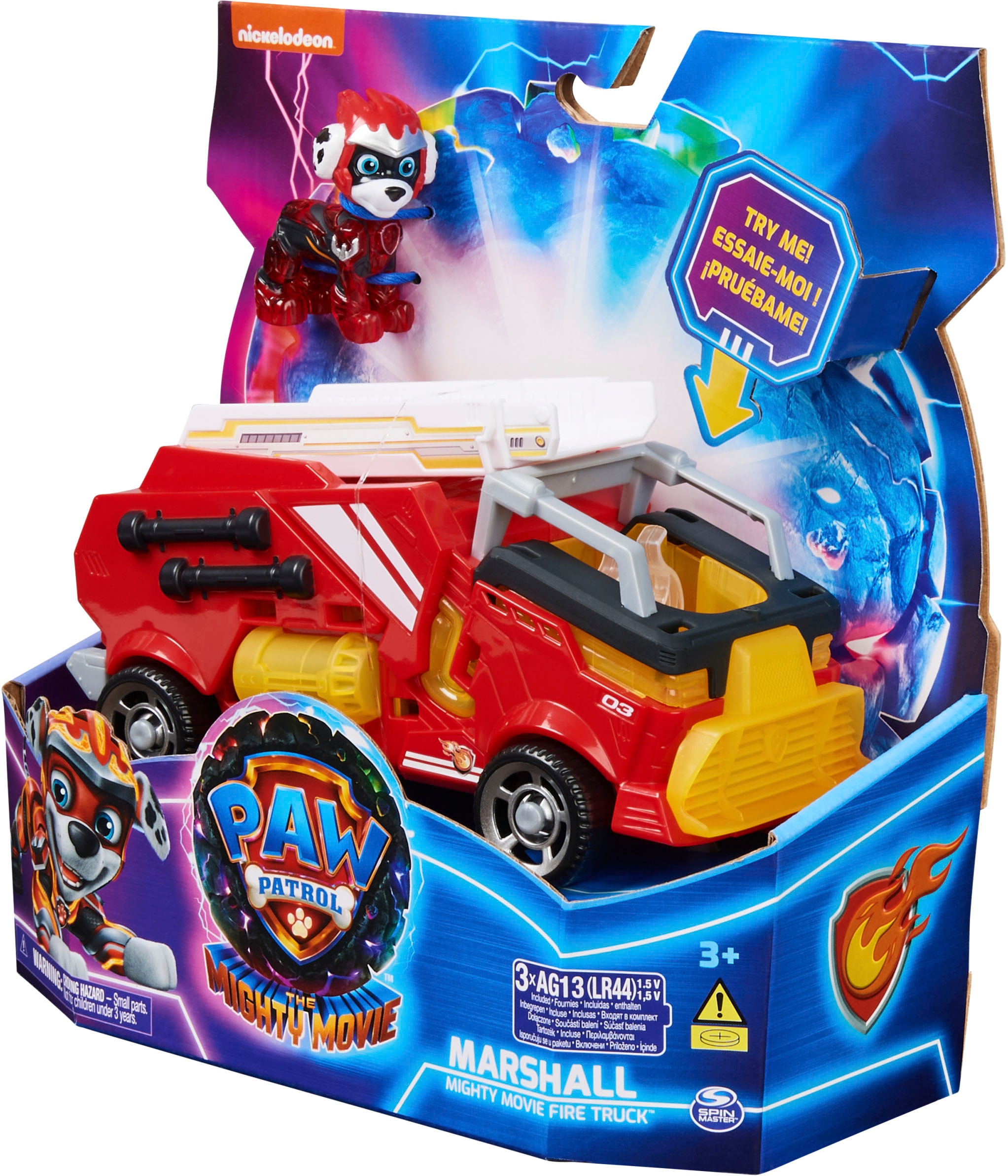 Spin Master Spielzeug-Auto »Paw Patrol - Movie II - Basic Themed Vehicles Marshall«, von Marshall Löschzug mit Welpenfigur, Licht- und Soundeffekt