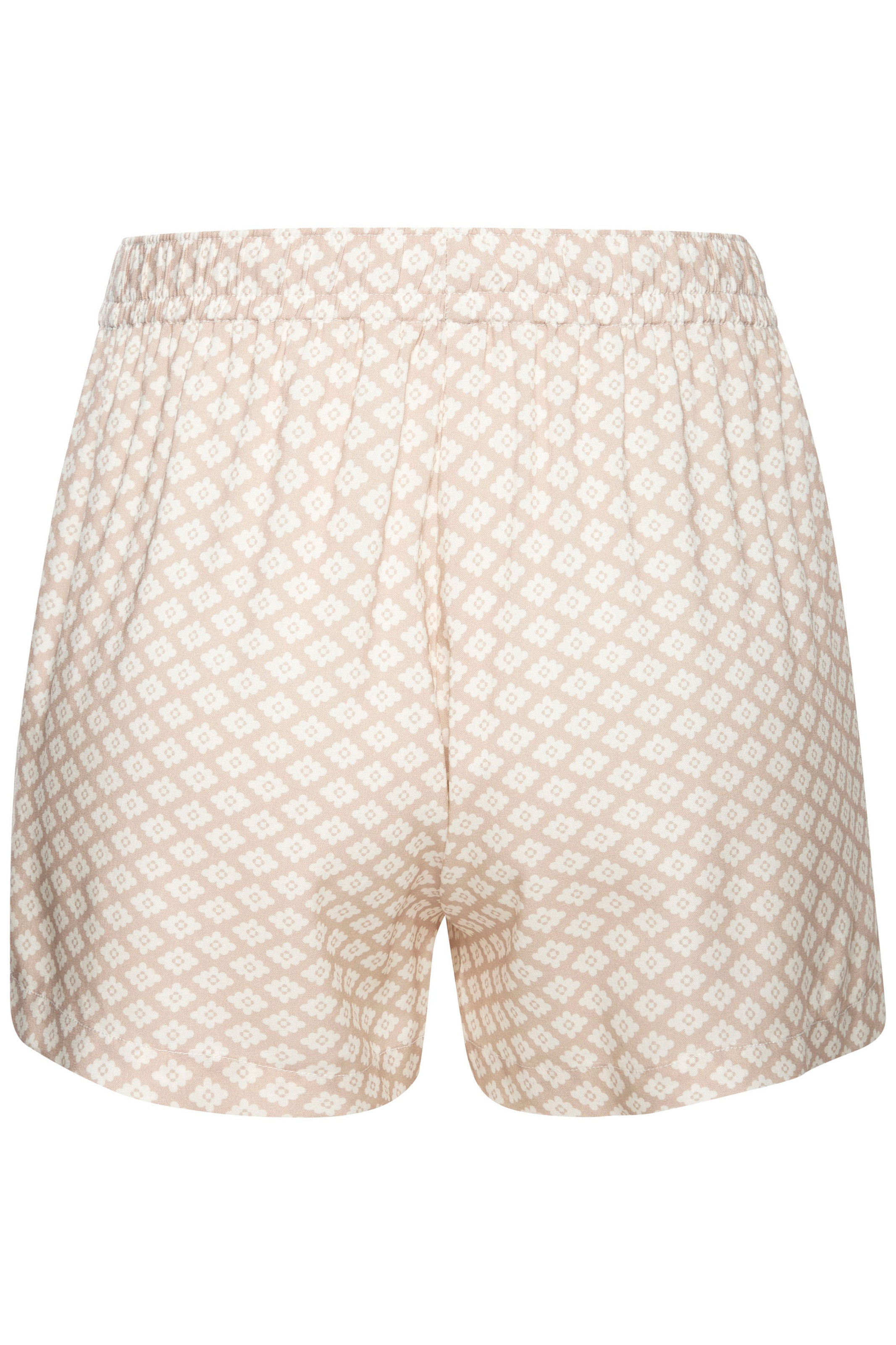 Pyjamashorts LASCANA, Damen, Gr. 42, N-Gr, beige (beige, weiß, gemustert), Web, Obermaterial: 100% Viskose, gemustert, gerade kurz, Hosen, mit edlem Allover-Muster 3