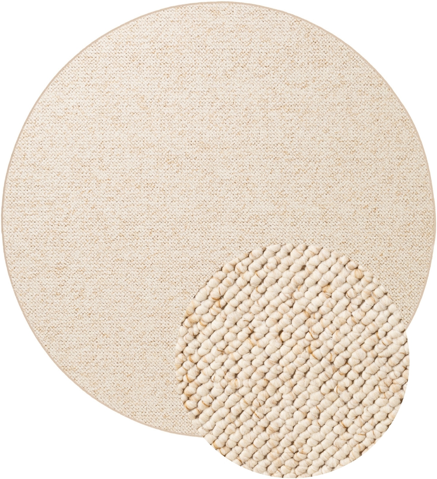 HANSE Home Teppich »Wolly 2« rund 12 mm Höhe Flachgewebe, Skandi, Woll-Optik, Esszimmer, Wohnzimmer, Flur