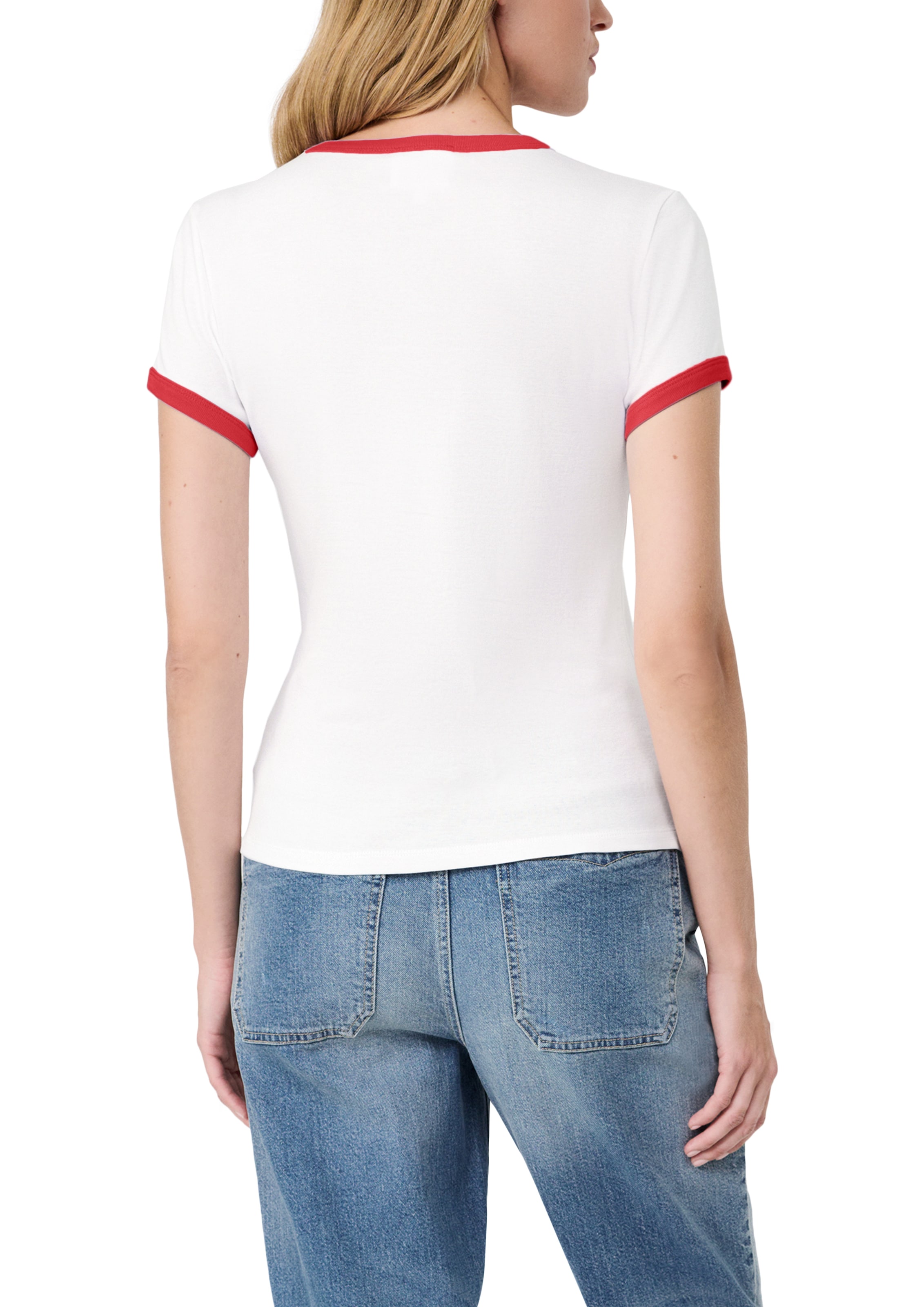 s.Oliver Kurzarmshirt »s.Oliver X Heidi Klum Logo T-Shirt« mit Logo-Print / Konstrastfarbene Bündchen / Rundhals