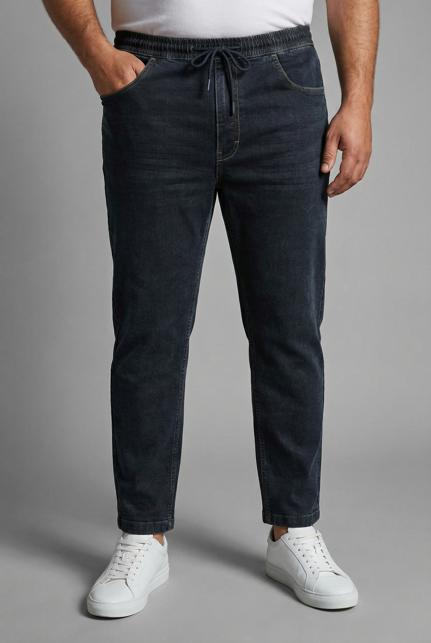 Mans World Plus Schlupfjeans "Große Größen" gerade geschnittenes Bein, Regular-Fit, mit Kordelzug