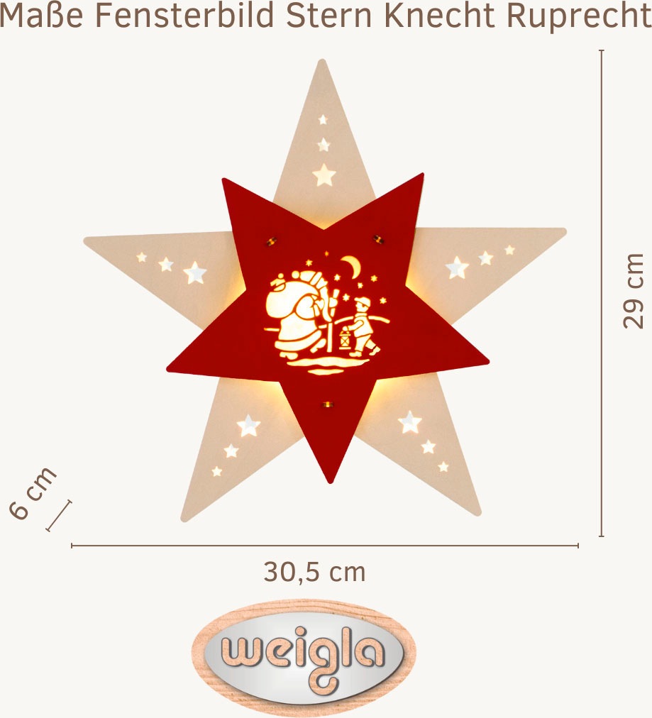 Weigla Dekostern "LED Knecht Ruprecht, Fensterbild, WEIẞ-ROT, Made in Germa günstig online kaufen