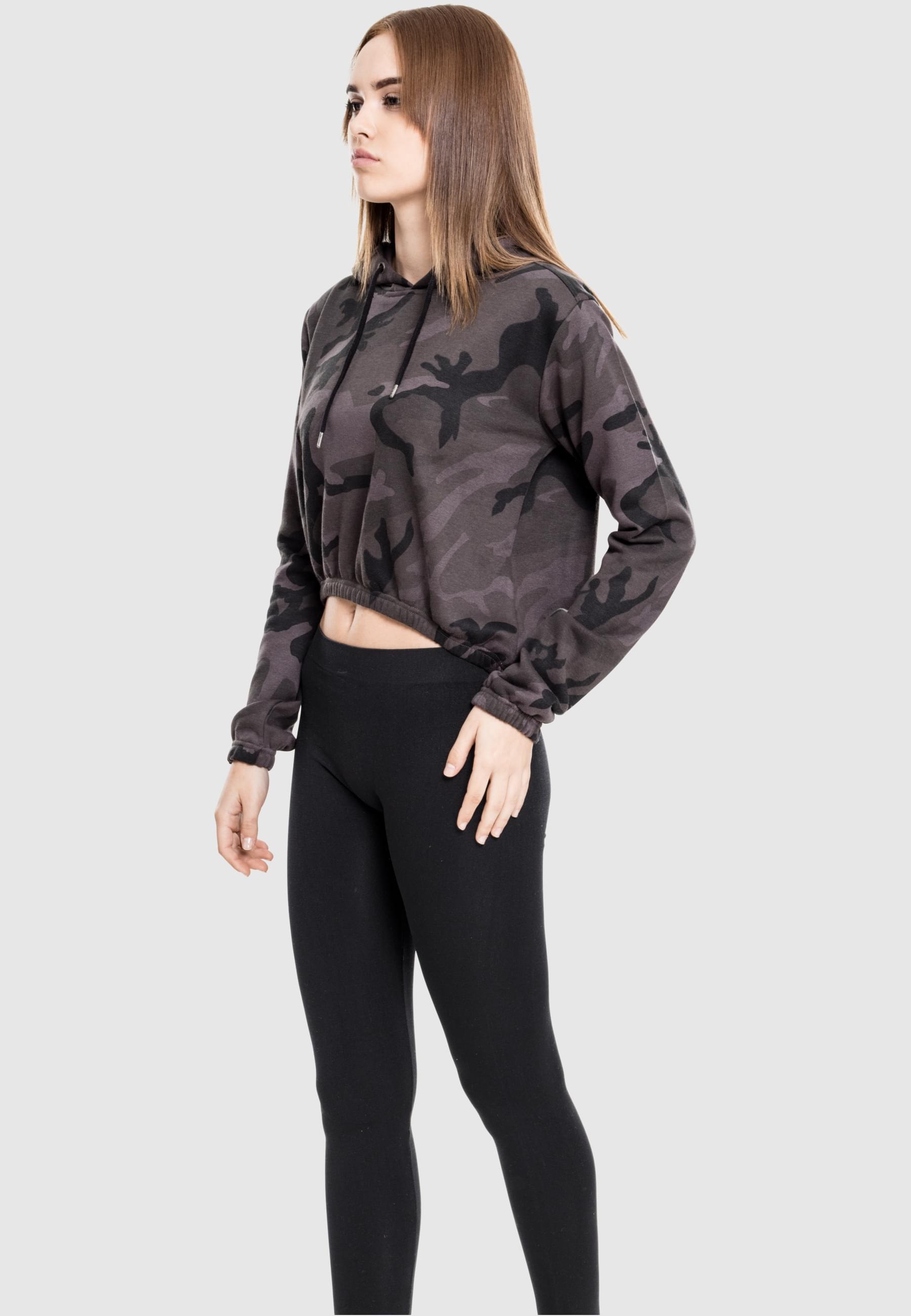 URBAN CLASSICS Rundhalspullover »Urban Classics Damen Ladies Camo Cropped Hoody«, (1 tlg.)