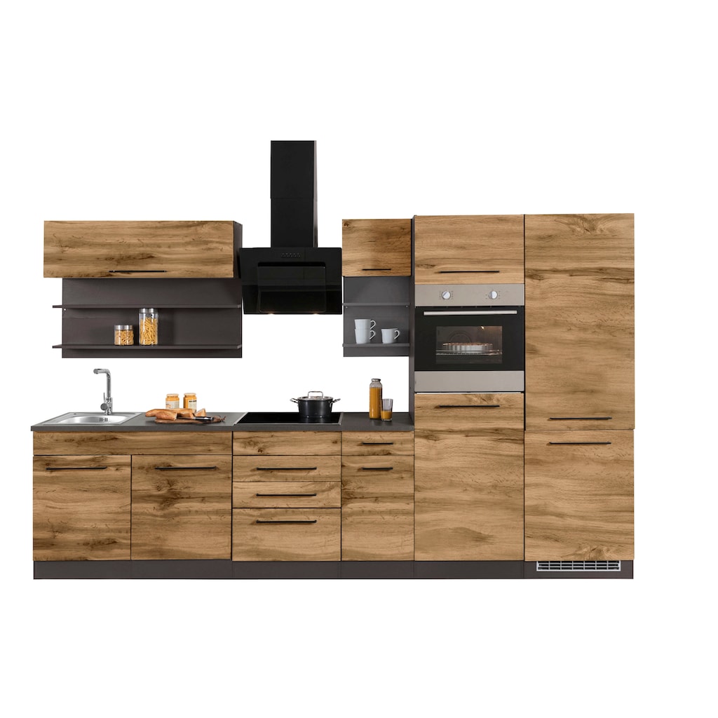 Wohnen Küchenmöbel HELD MÖBEL Küchenzeile »Tulsa«, mit E-Geräten, Breite 330 cm, schwarze Metallgriffe, hochwertige MDF Fronten Wohnen Küchenmöbel HELD MÖBEL Küchenzeile »Tulsa«, mit E-Geräten, Breite 330 cm, schwarze Metallgriffe, hochwertige MDF Fronten