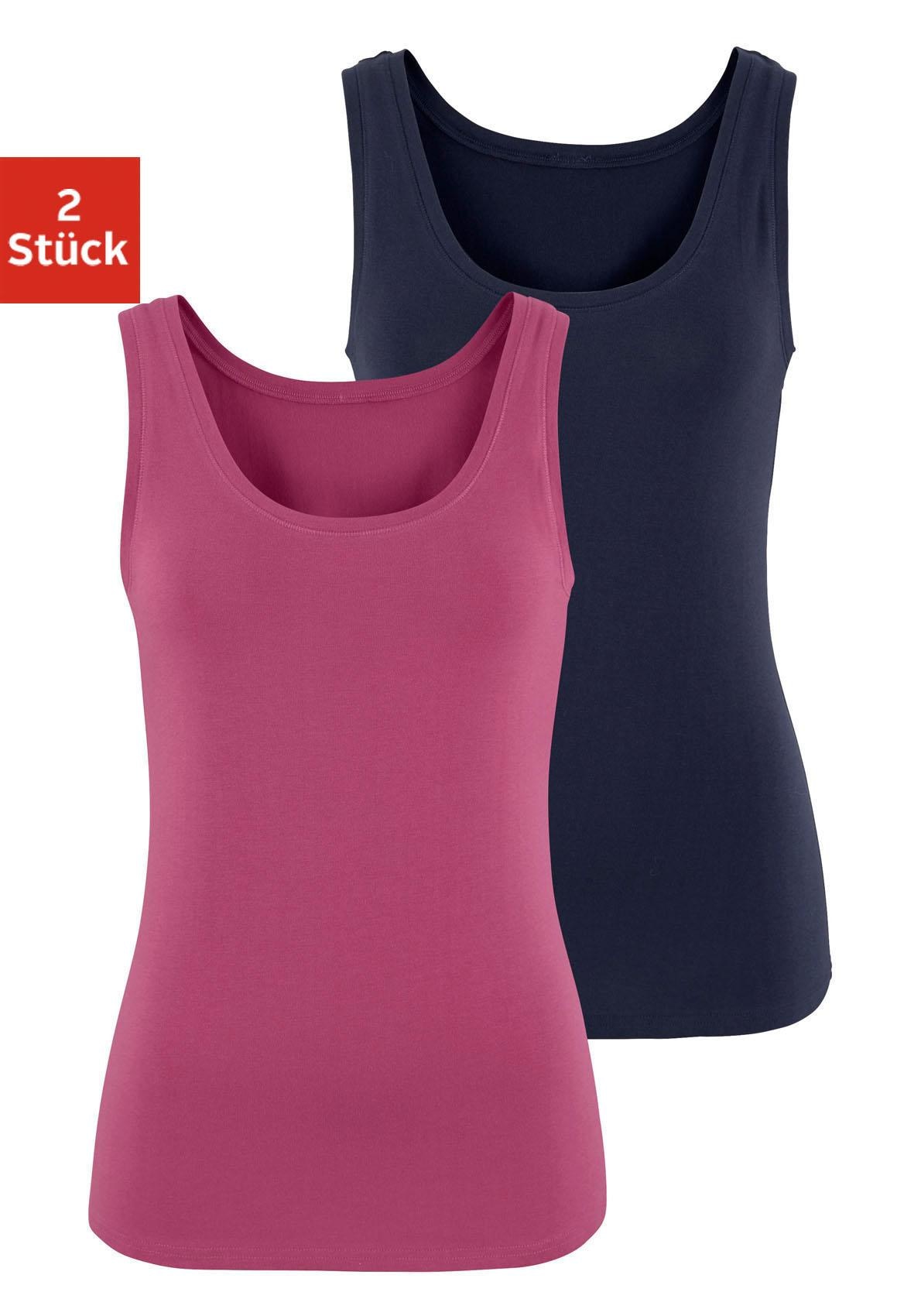 Vivance Tanktop "aus elastischer Baumwoll-Qualität", (2er-Pack)