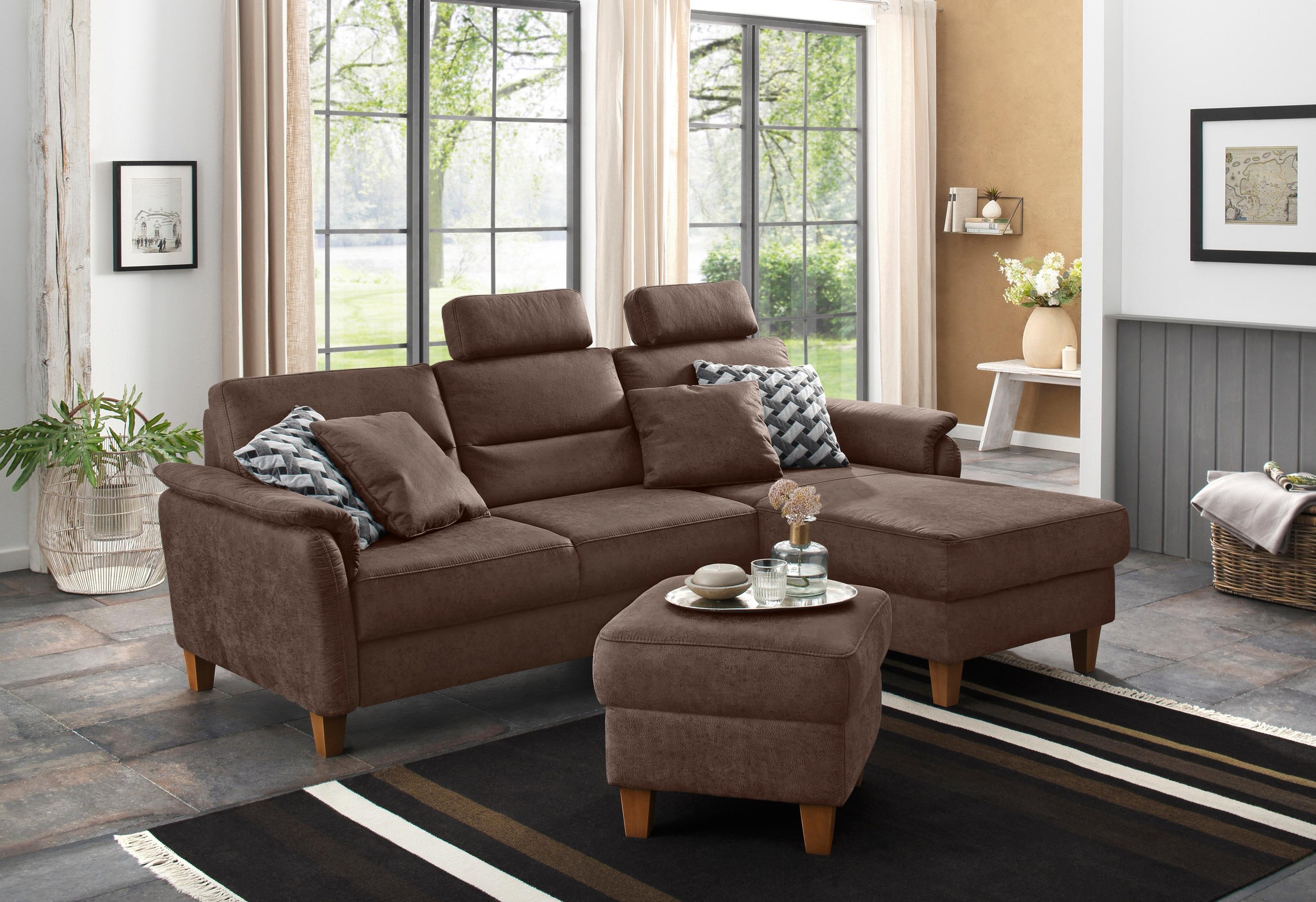 Home affaire Ecksofa "Palmera L-Form, B: 244 cm" optional Bettfunktion & Be günstig online kaufen
