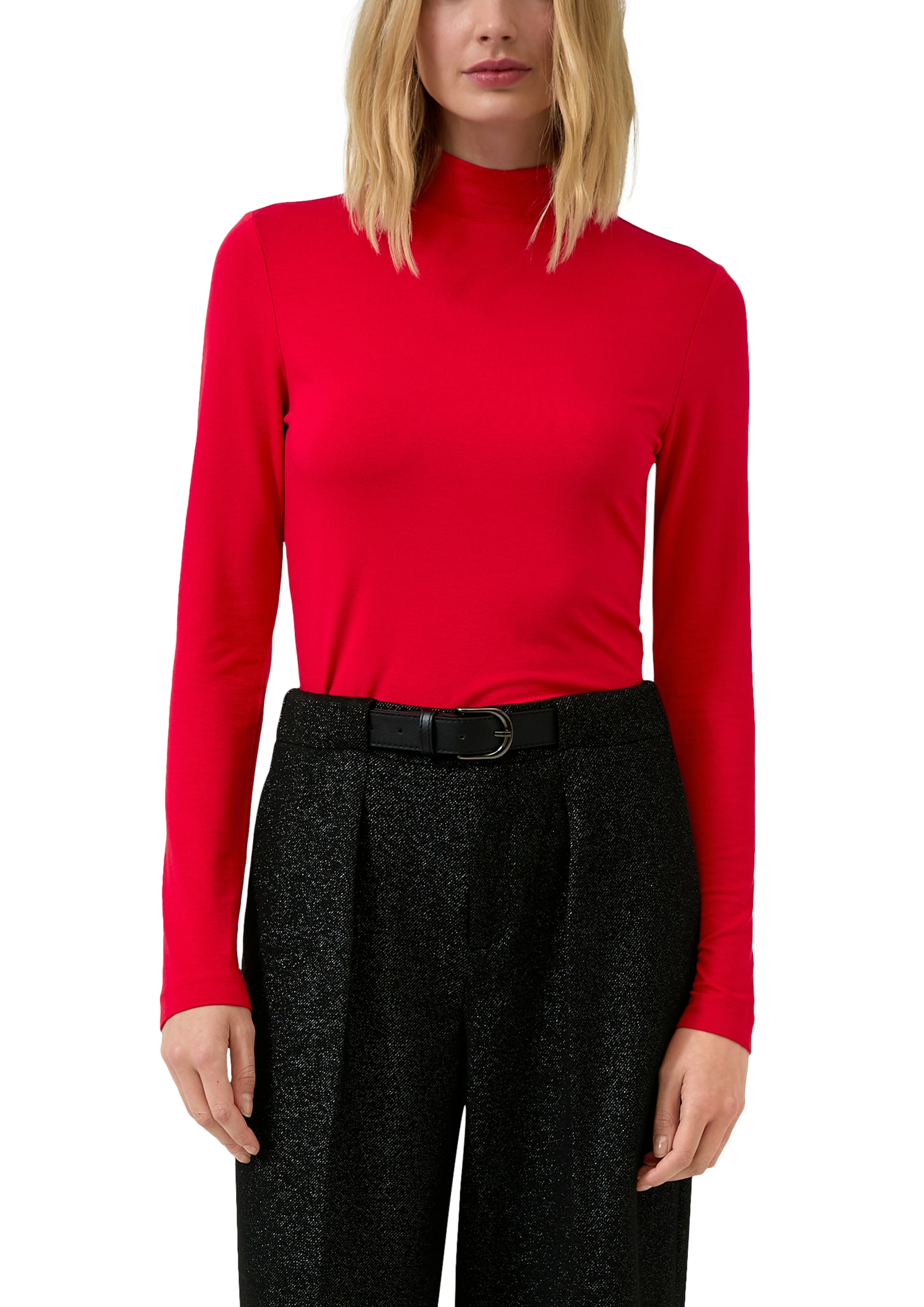 s.Oliver Langarmshirt mit Stehkragen und aus Viskose-Stretch günstig online kaufen