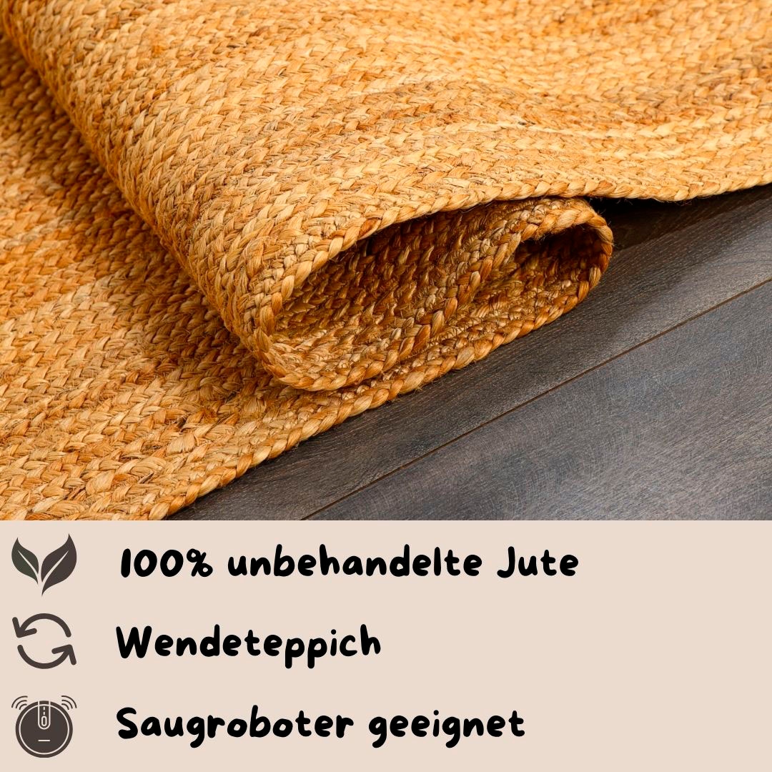 my home Bettumrandung »Bjarka«, (3 tlg.), meliert, 100% Jute, handgewebt, auch als Läufer & in rund erhältlich