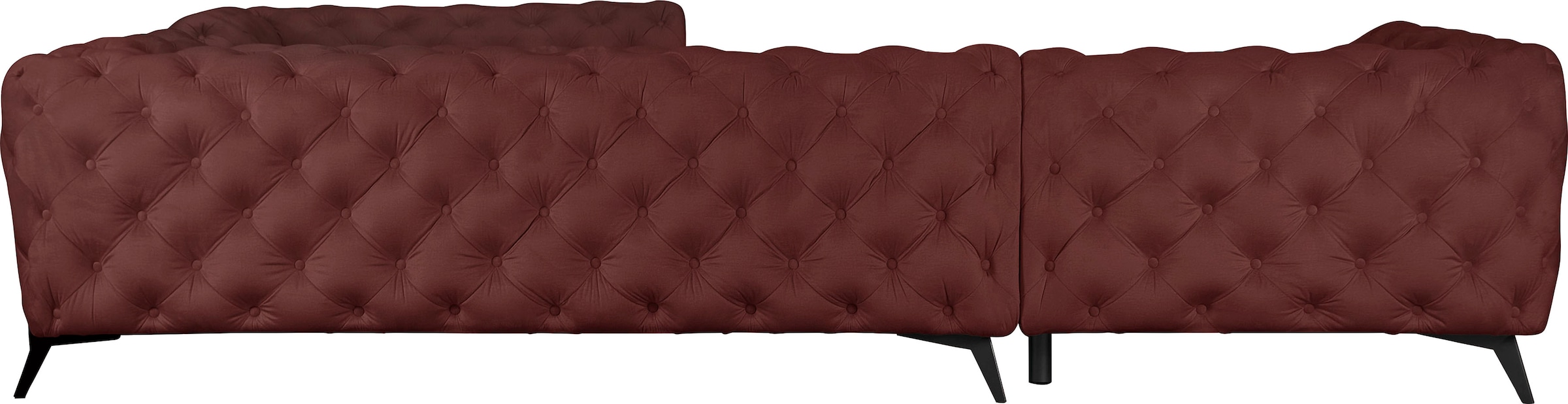 Leonique Chesterfield-Sofa »Amaury L-Form«, großes Ecksofa, Chesterfield-Optik, Breite 323 cm, Fußfarbe wählbar