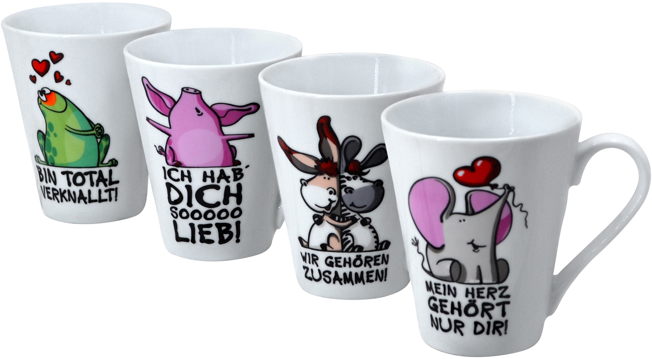 Retsch Arzberg Becher "Tierisch" mit 4 Dekore-Sprüchen, 4-teilig günstig online kaufen