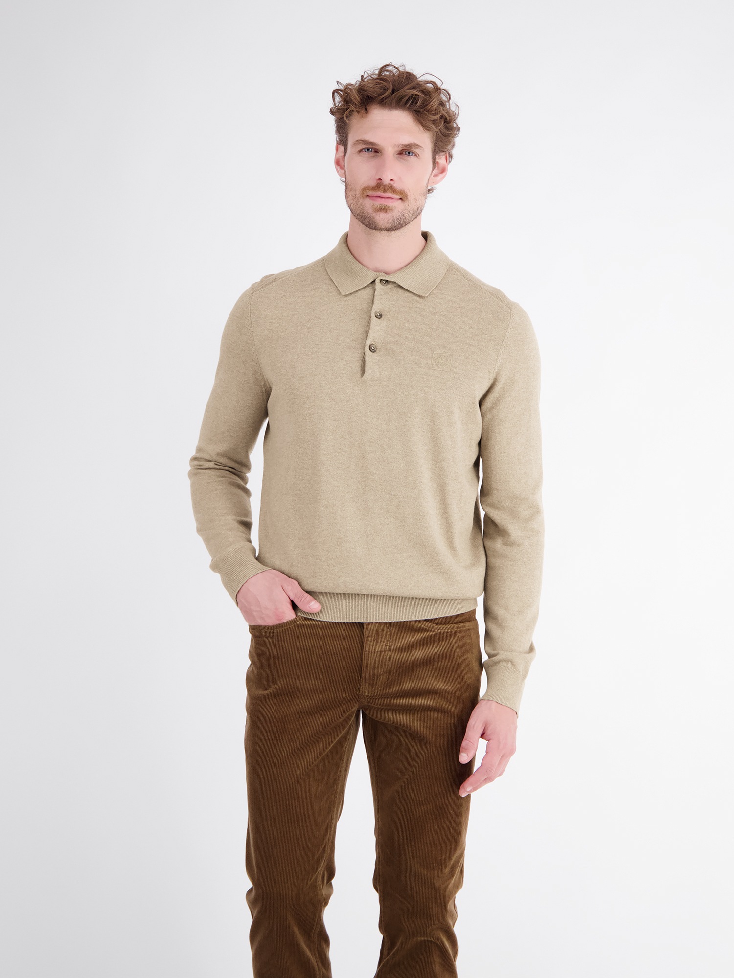LERROS Langarm-Poloshirt »Langarm Polo aus Baumwollstrick mit flexiblen Rippbündchen«