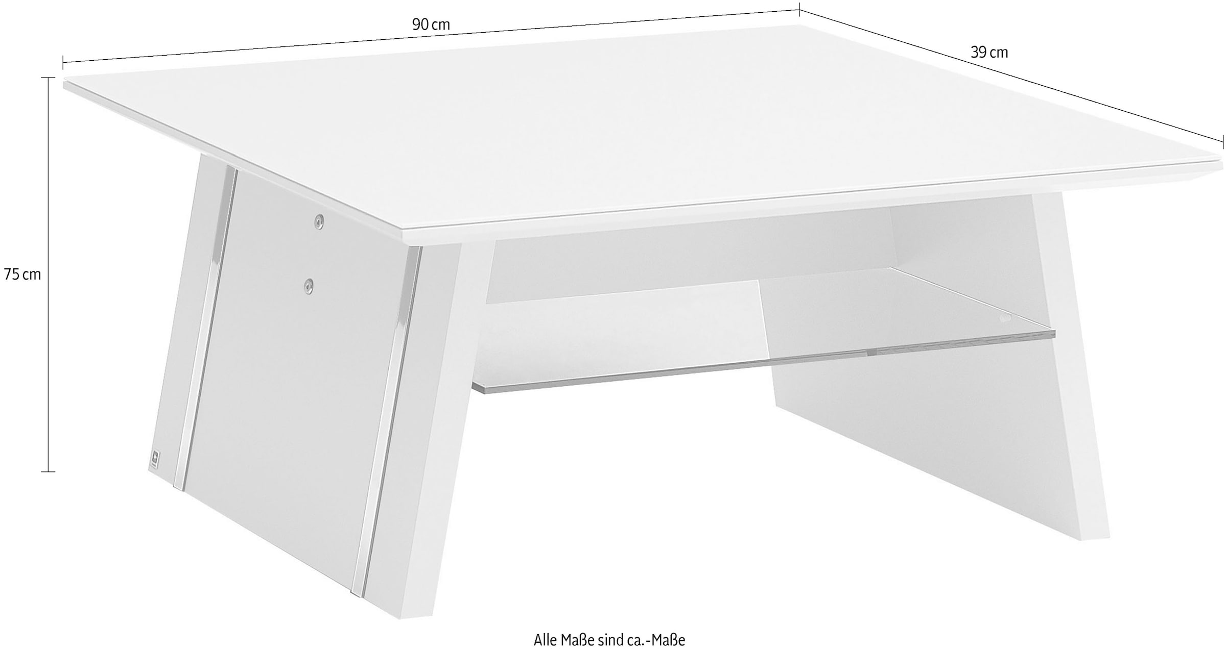 LEONARDO Couchtisch »Cube«, mit Sicherheitsglas und edlem MDF Holz, Breite 90 cm