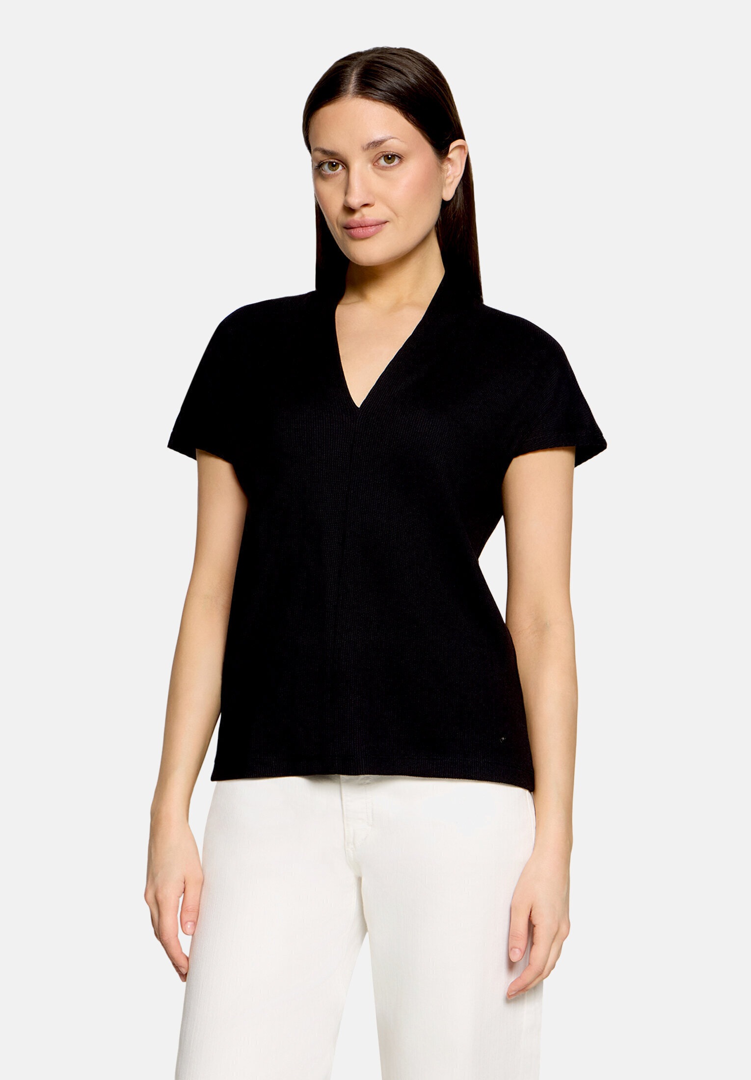 Betty&Co Kurzarmshirt »Damen mit V-Ausschnitt« 1 Struktur