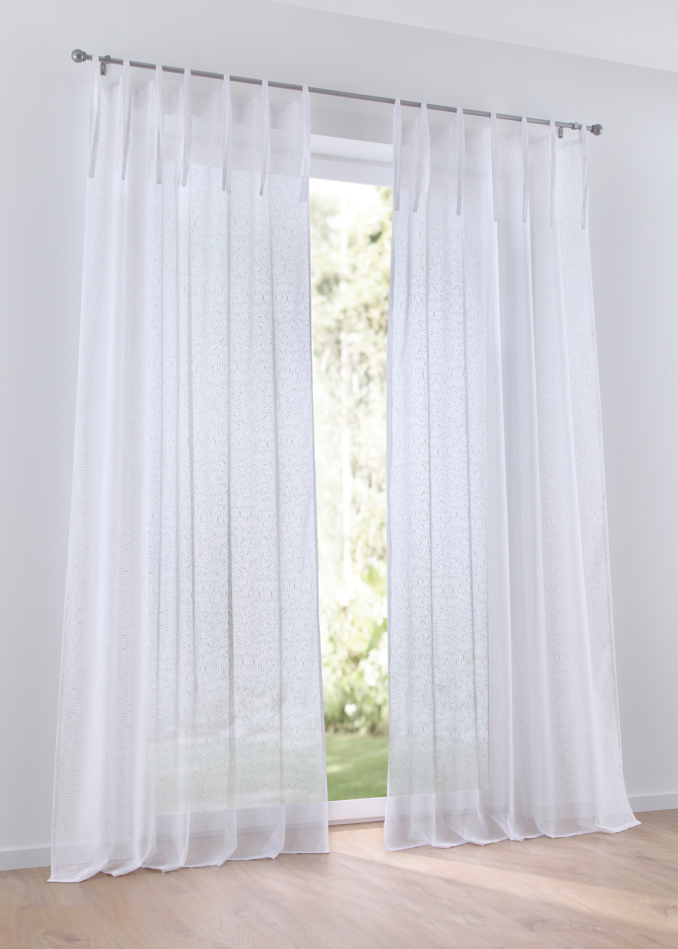 Kutti Vorhang »Timber Schal«, (1 St.), Gardine halbtransparent, weiß,  bedruckt, Polyester, einfarbig bestellen | BAUR