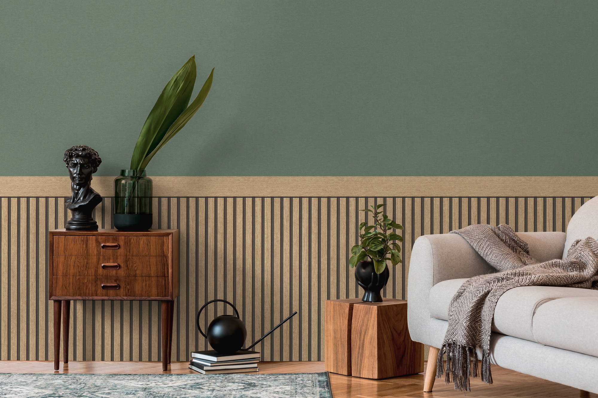 living walls Vliestapete "Wallpanel Tapete Wandpaneele Mustertapete Holzpaneele Natur" matt strukturiert Vliestapete Holz-Optik für Schlafzimmer Küche Wohnzimmer Wandpaneele