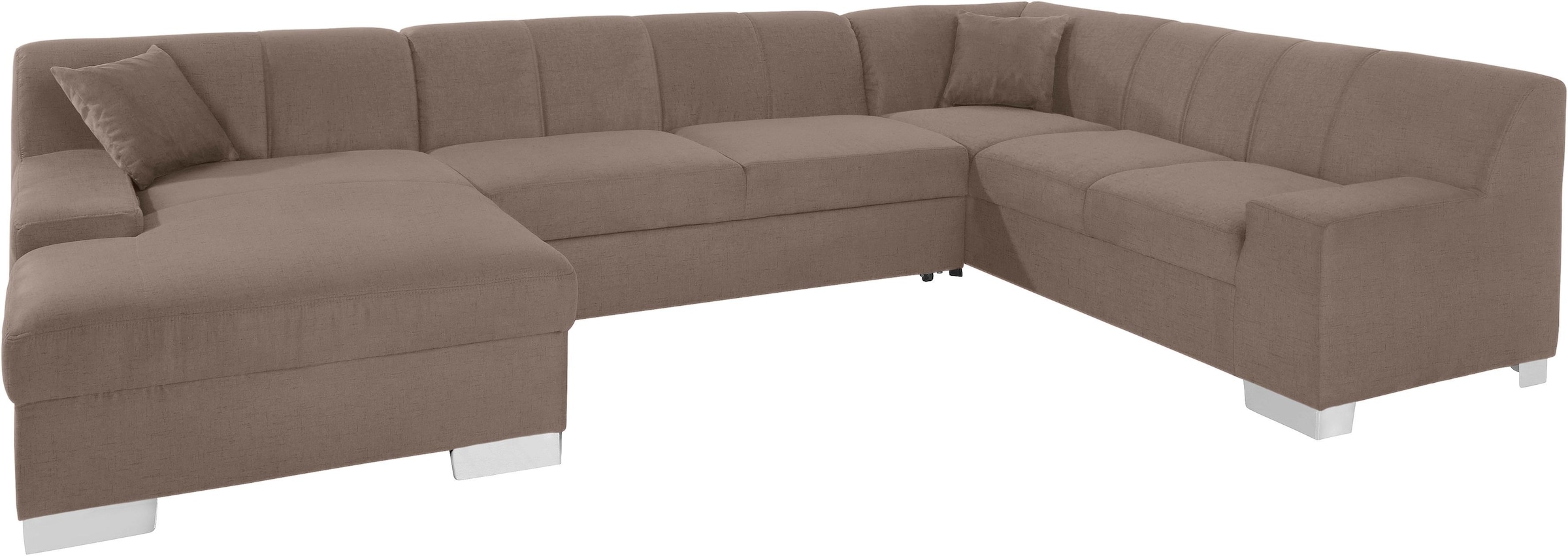 DOMO collection Wohnlandschaft »Bero, elegant und zeitlos, flache Armlehnen, U-Form«, fester Sitzkomfort, wahlweise mit Bettfunktion
