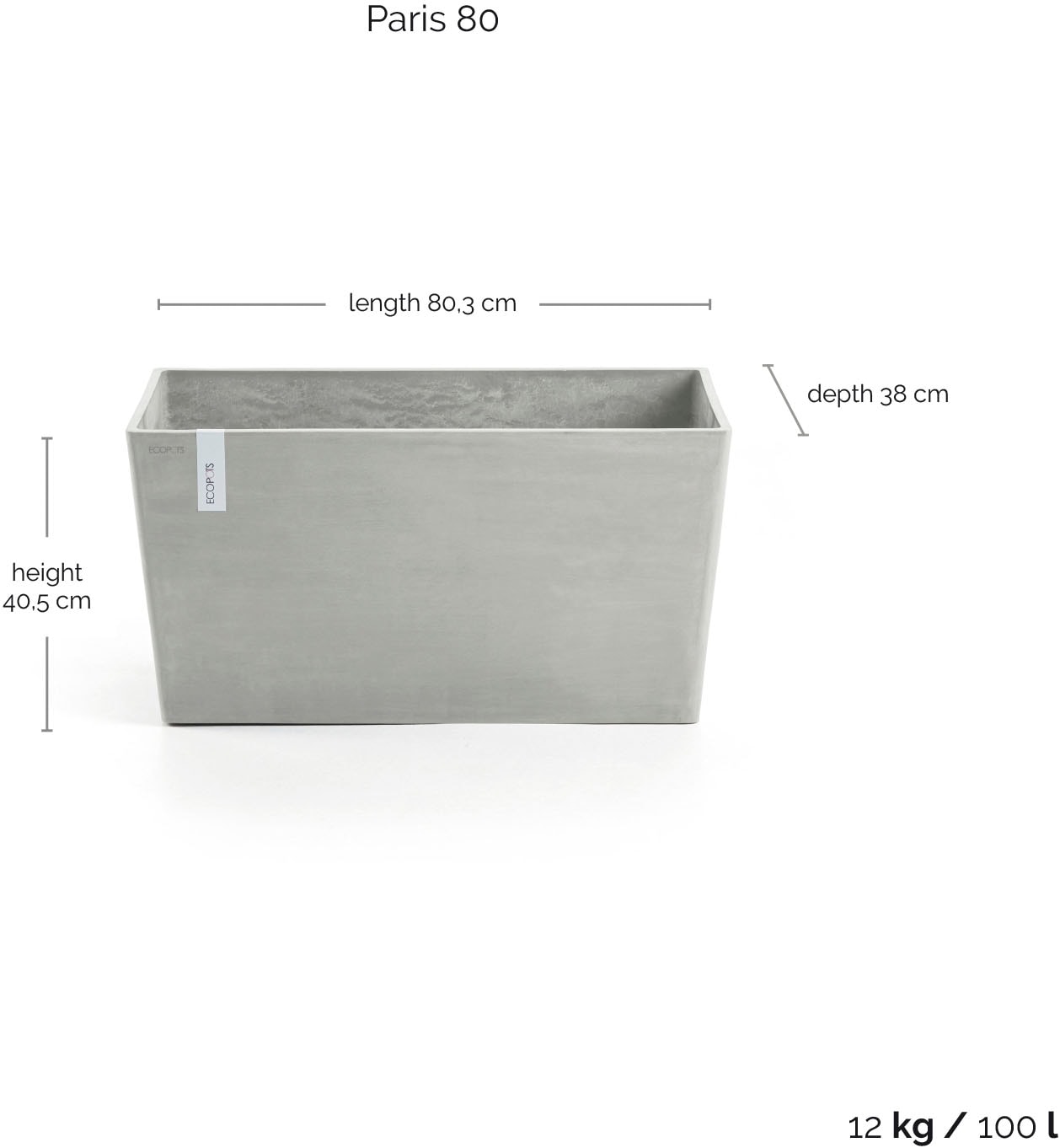 ECOPOTS Blumentopf »Paris 80 Weißgrau« für den Außenbereich: frostsicher, bruchsicher und lichtbeständig